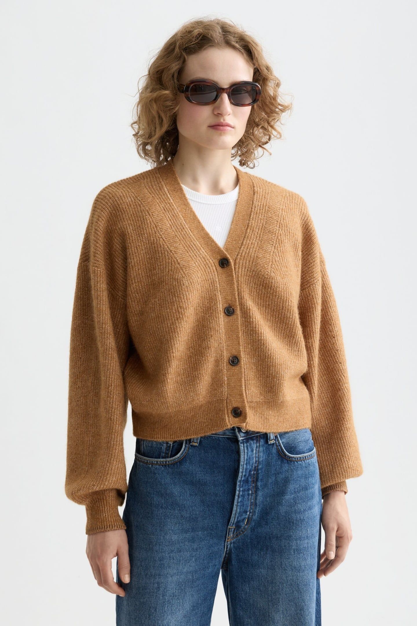 FUZZY RELAXED CARDIGAN TOBACCO MELANGE 2