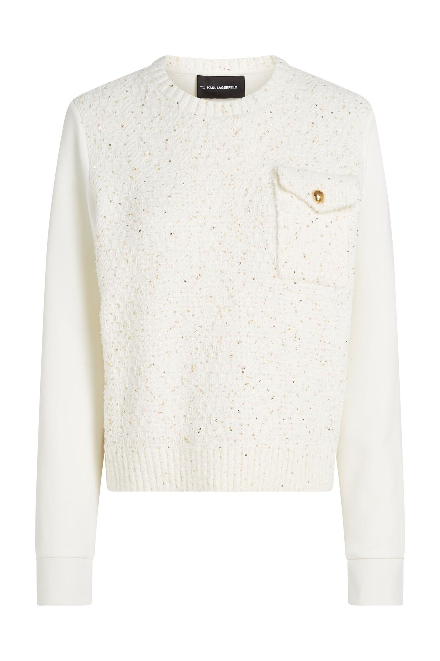 BOUCLE KNIT MIX SWEATSHIRT CANNOLI CREAM 4