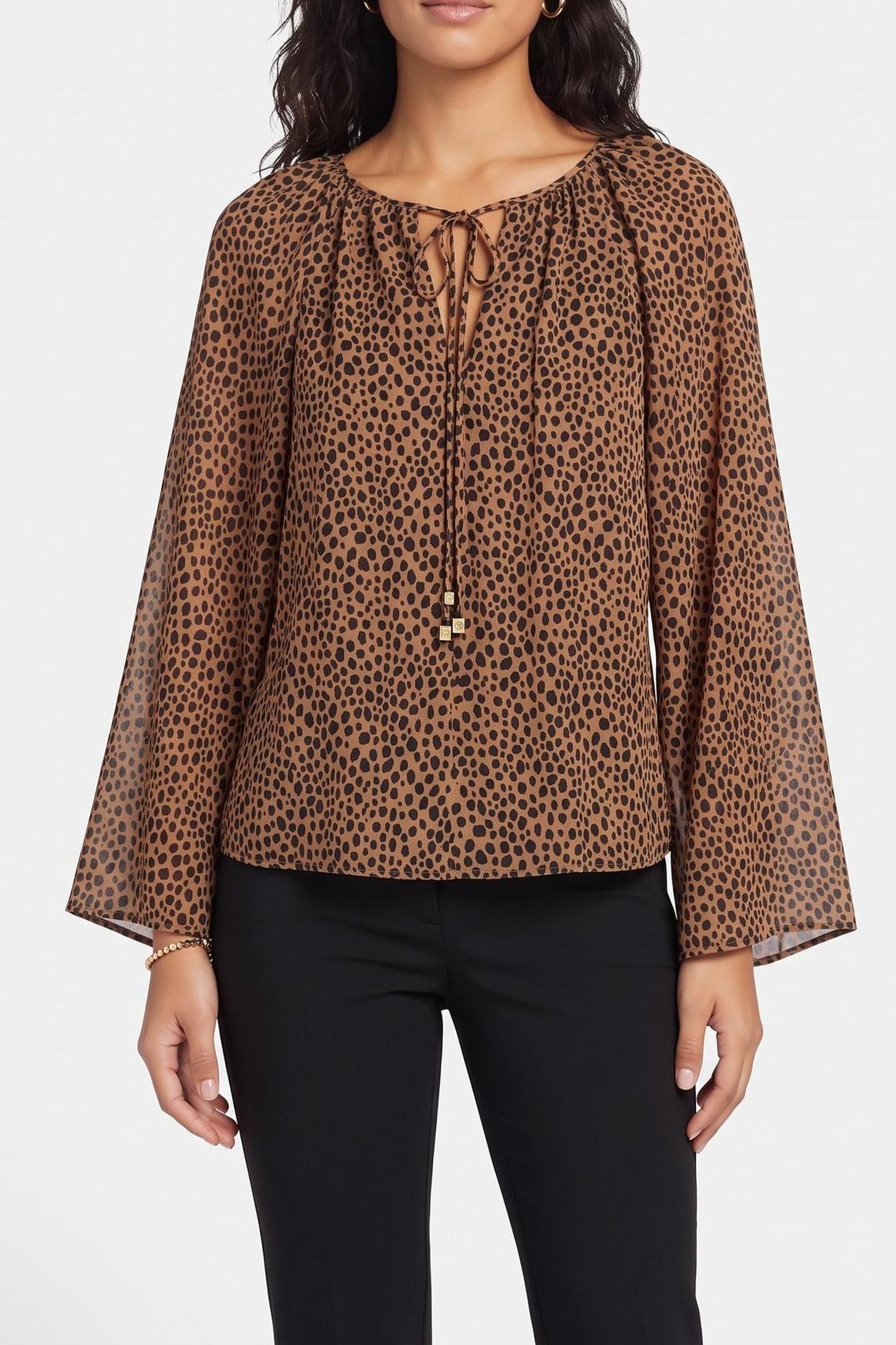 CHEETAH V NECK TOP CAFE 1