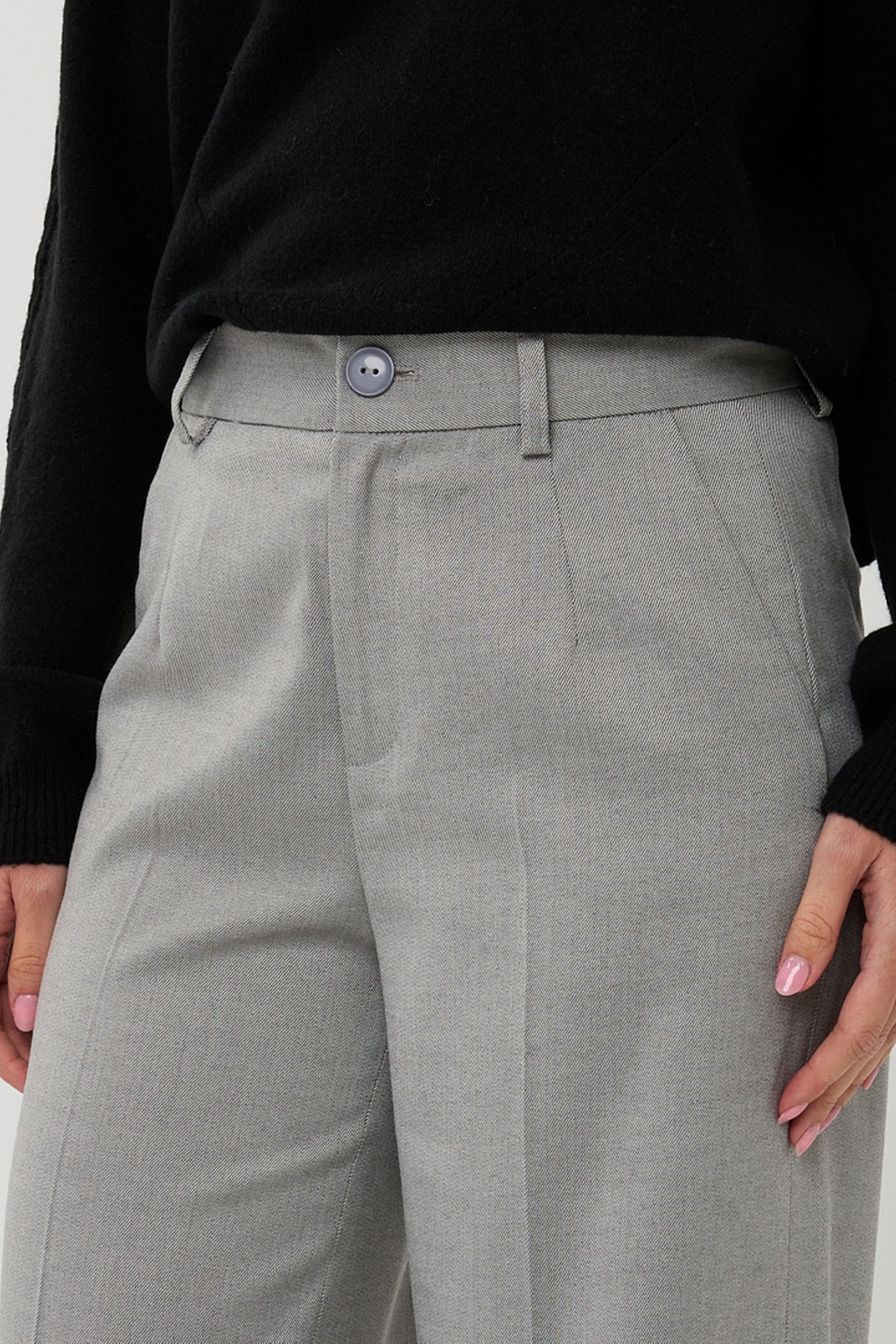 TROUSERS WIDE LEG LUREX LIGHT GREY MELANGE 7