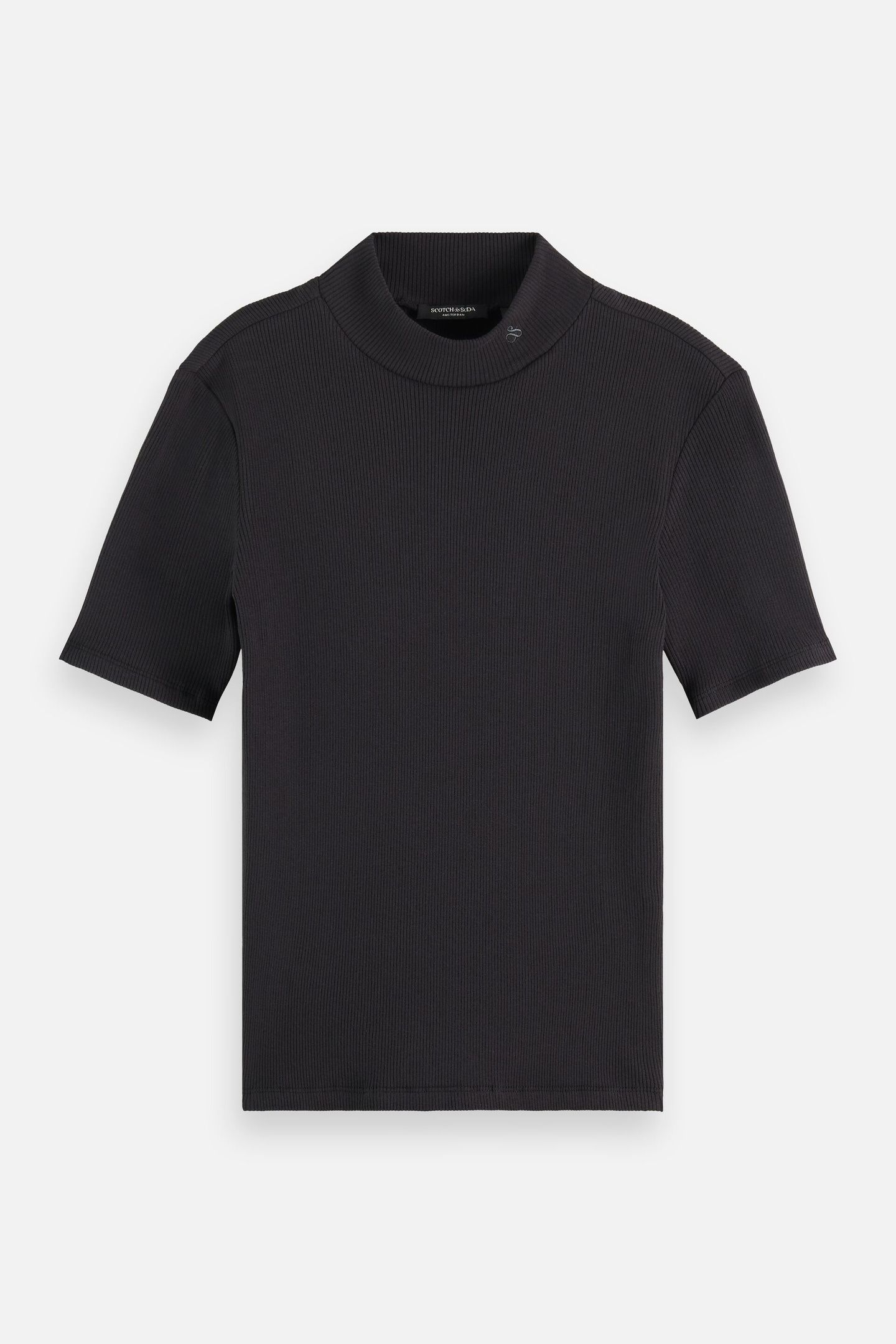 MOCK NECK RIB T-SHIRT BLACK 4