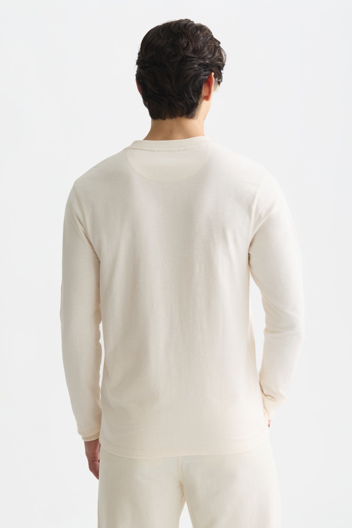 HENLEY SLUB YARN REGULARFIT LONGSLEEVED TSHIRT LIGHT BEIGE 2