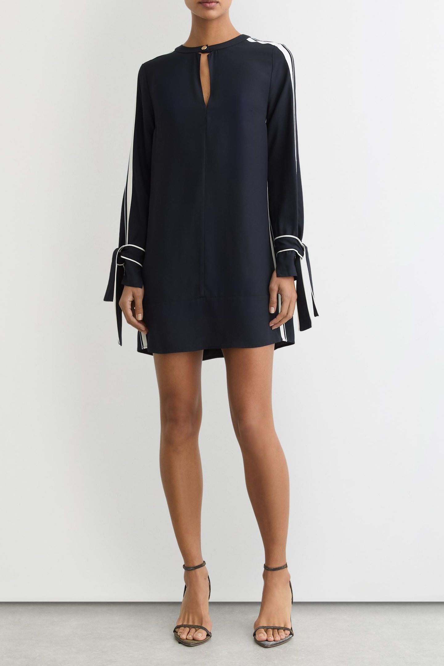 SHORT TIPPED SHIFT DRESS NAVY 2