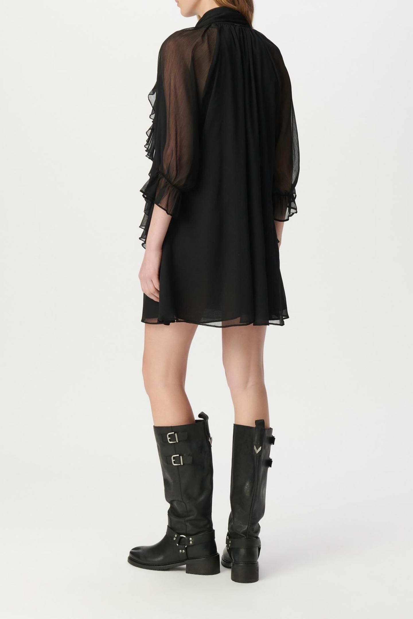 BLACK RUFFLED EVENING DRESS 2