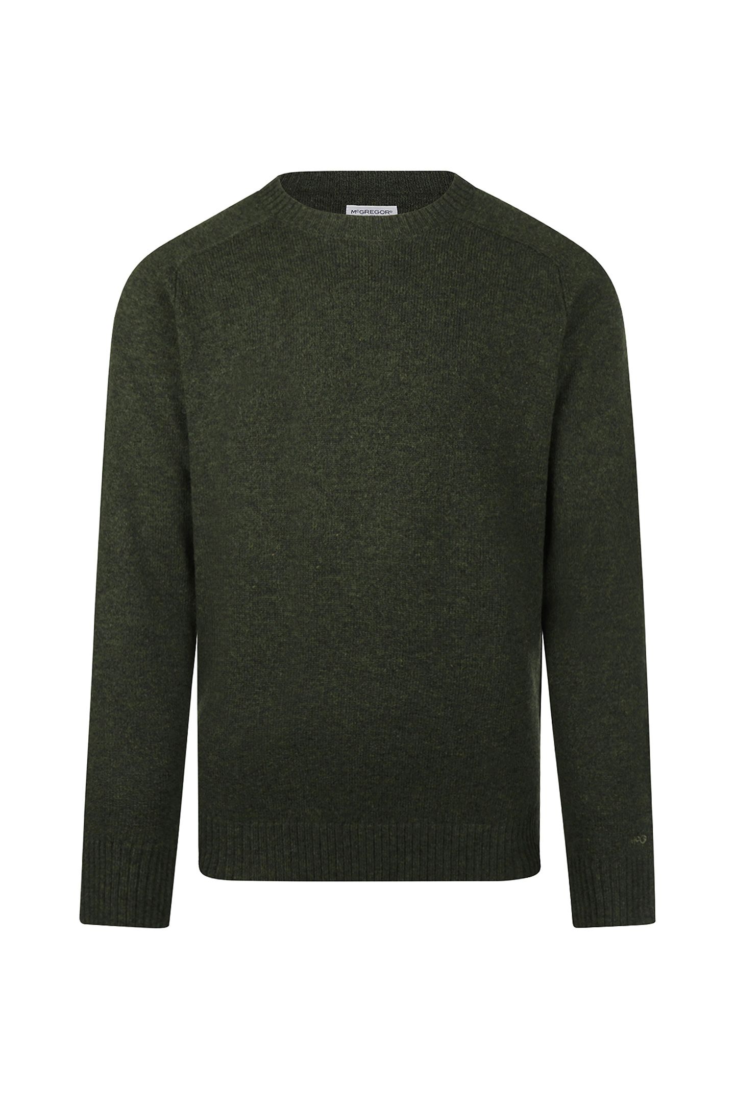 LAMBSWOOL CREW NECK SWEATER DARK OLIVE 2