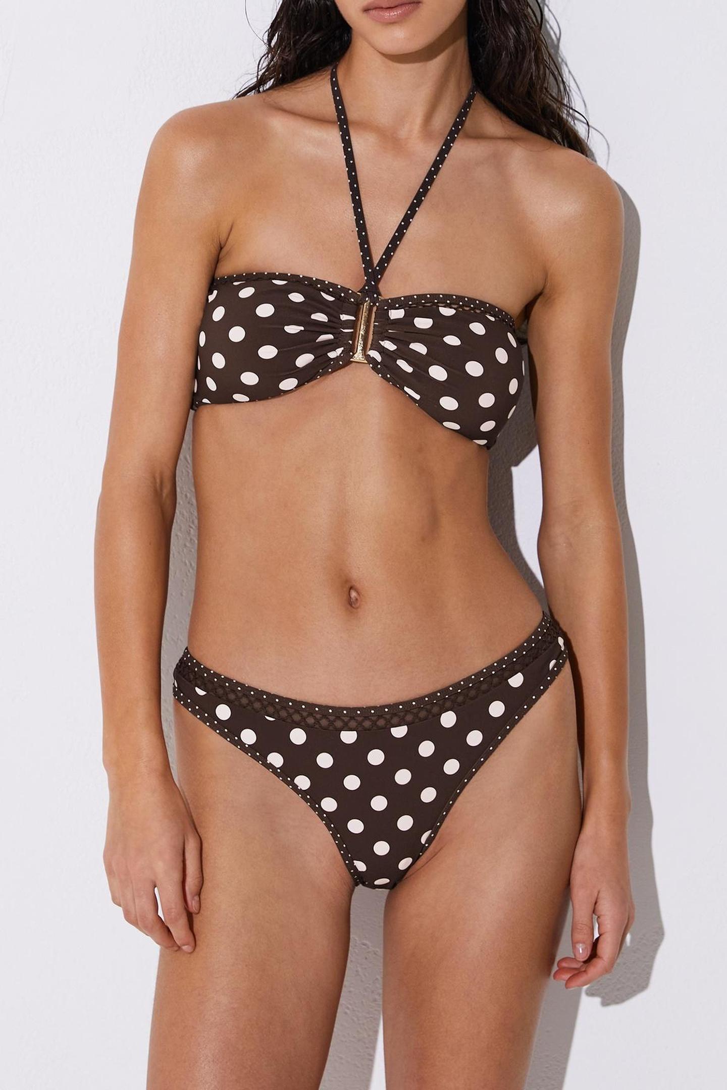 POLKA DOT PRINT BIKINI BOTTOM CHOCOLATE BROWN/IVORY 1
