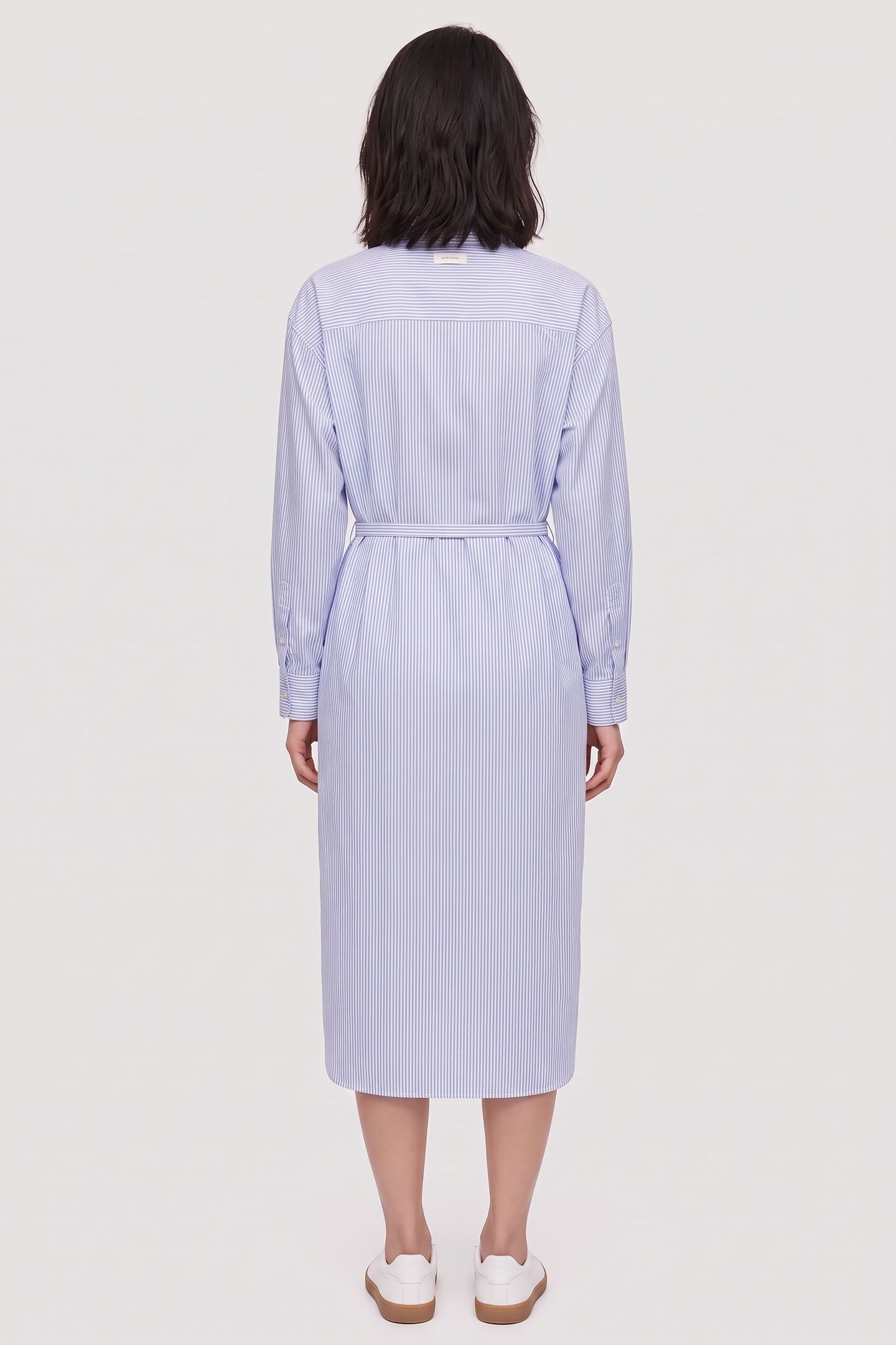 POPLIN SHIRT DRESS WHITE AND BLUE STRIPE 2