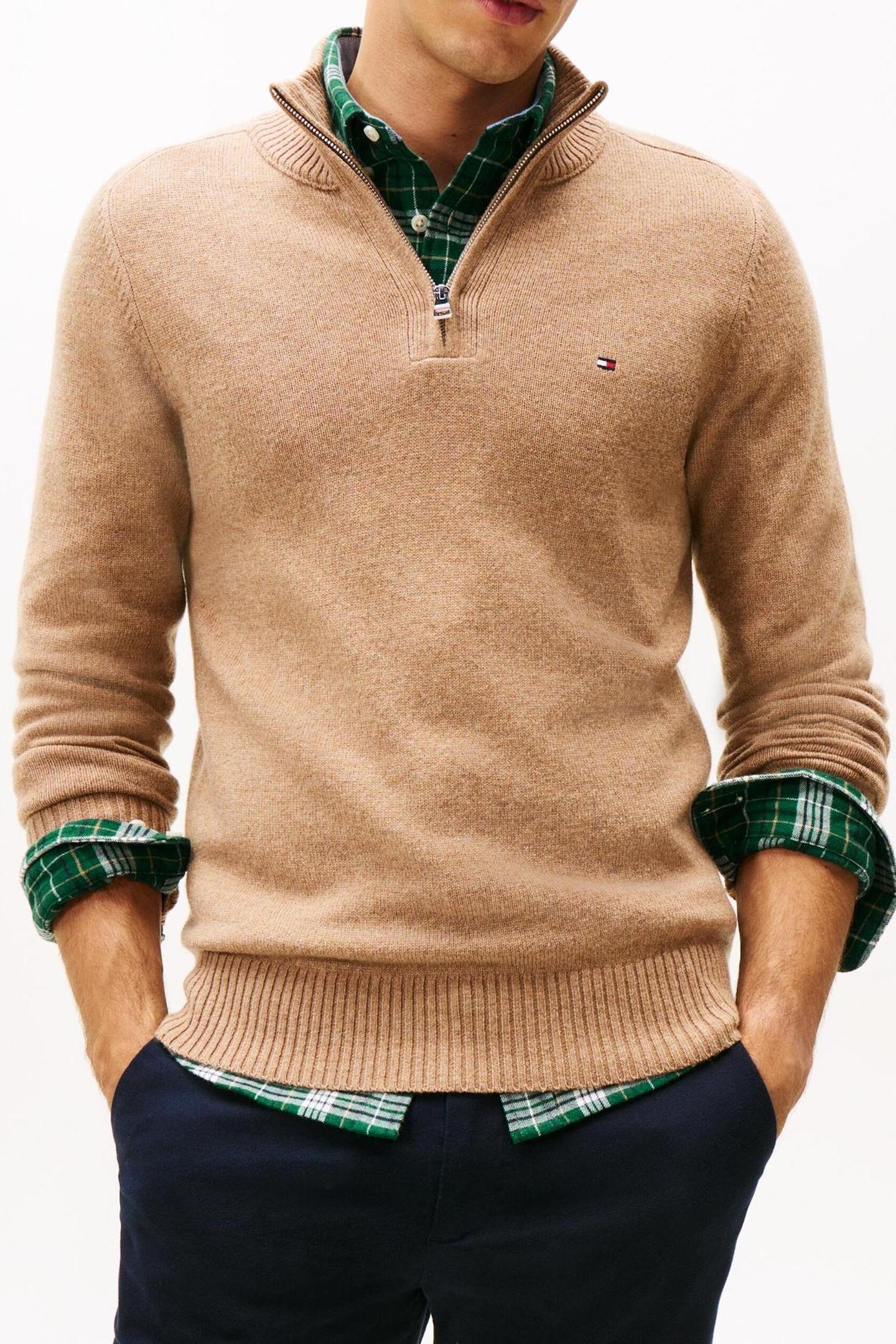 LAMBSWOOL ZIP MOCK SAFARI CANVAS HEATHER 1