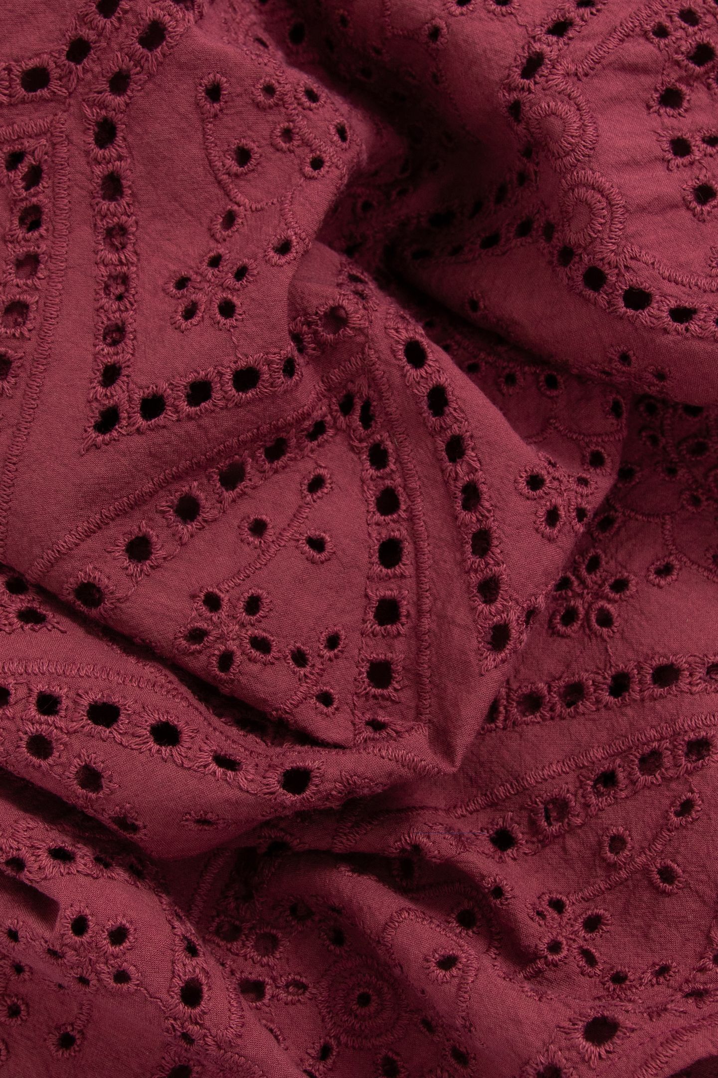 BURGUNDY EYELET EMBROIDERY OPEN BACK LONG DRESS 4