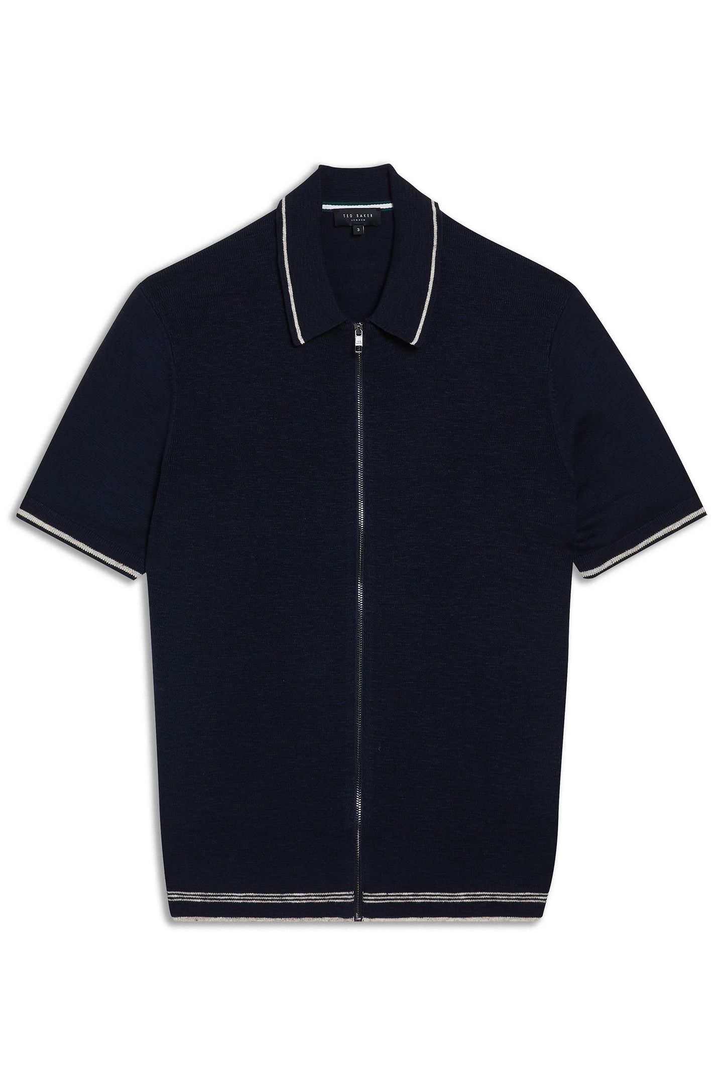 ROJOR SS ZIP THROUGH TEXTURED FRONT NAVY 3