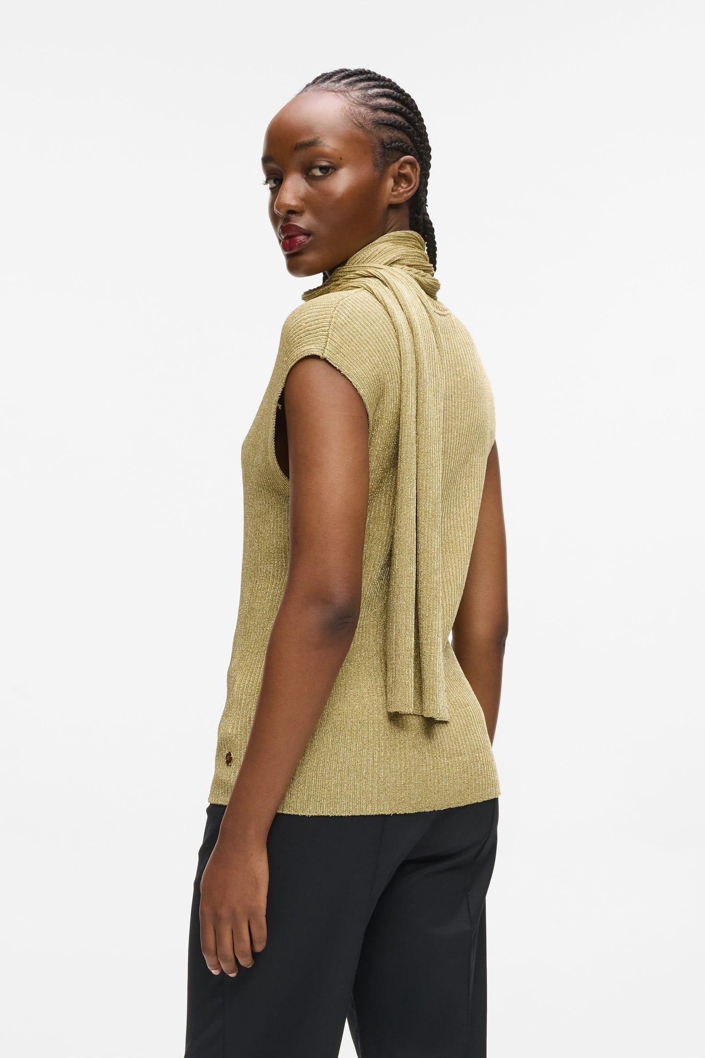 LUREX KNIT SELF TIE TOP LIGHT GOLD 2