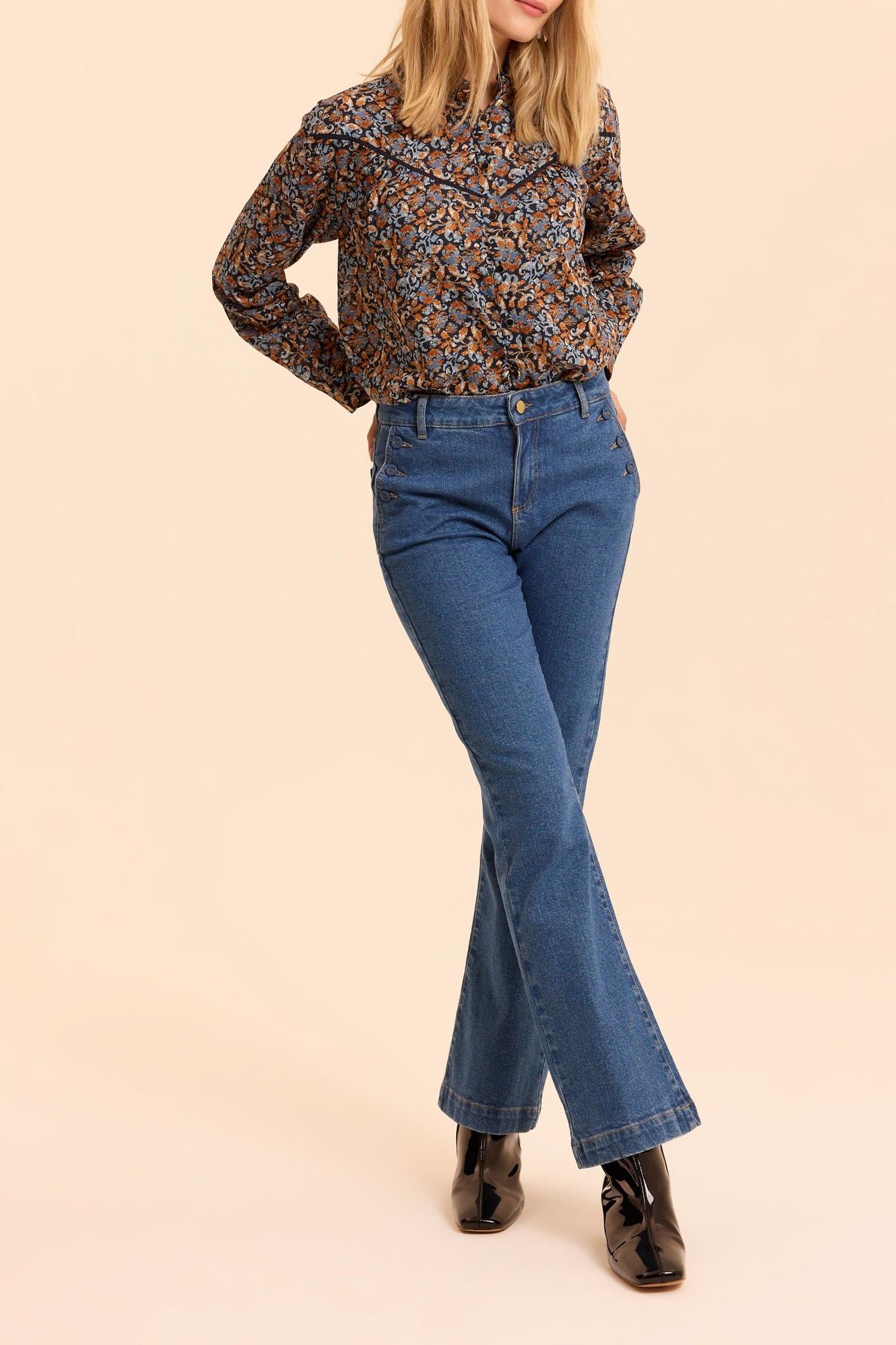 BLUE DROP FRONT-LOOK FLARED JEANS MARIE 5