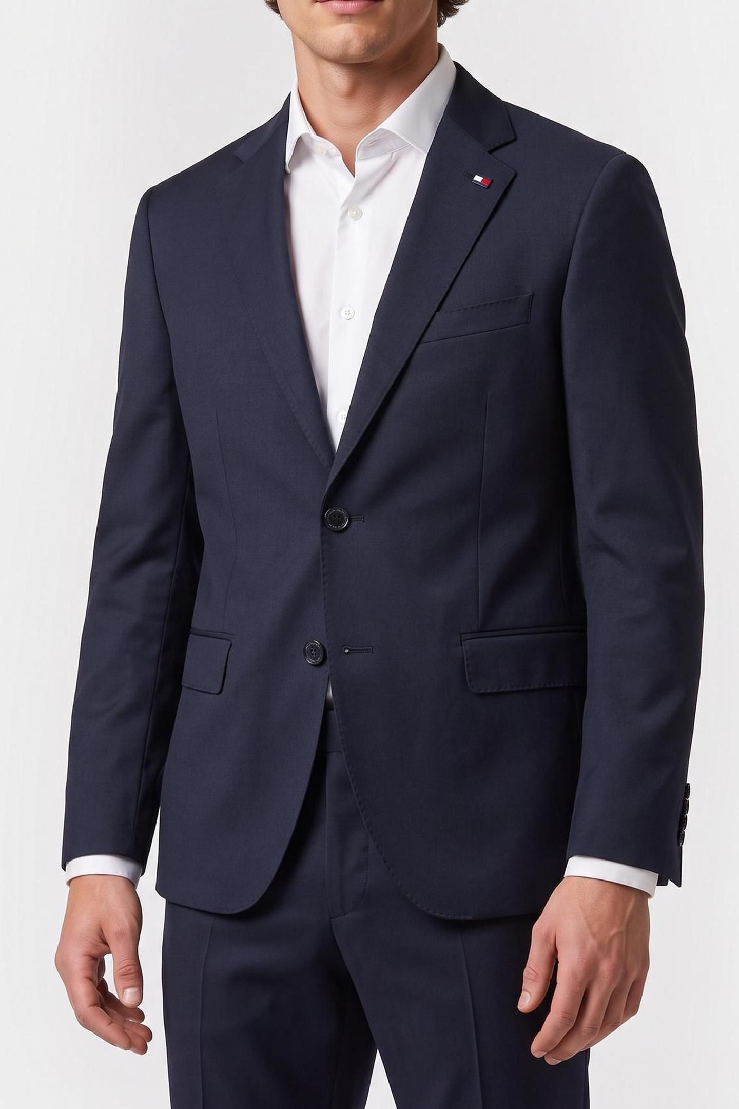 STRETCH TWILL WOOL SUITING JACKET BLUE 1