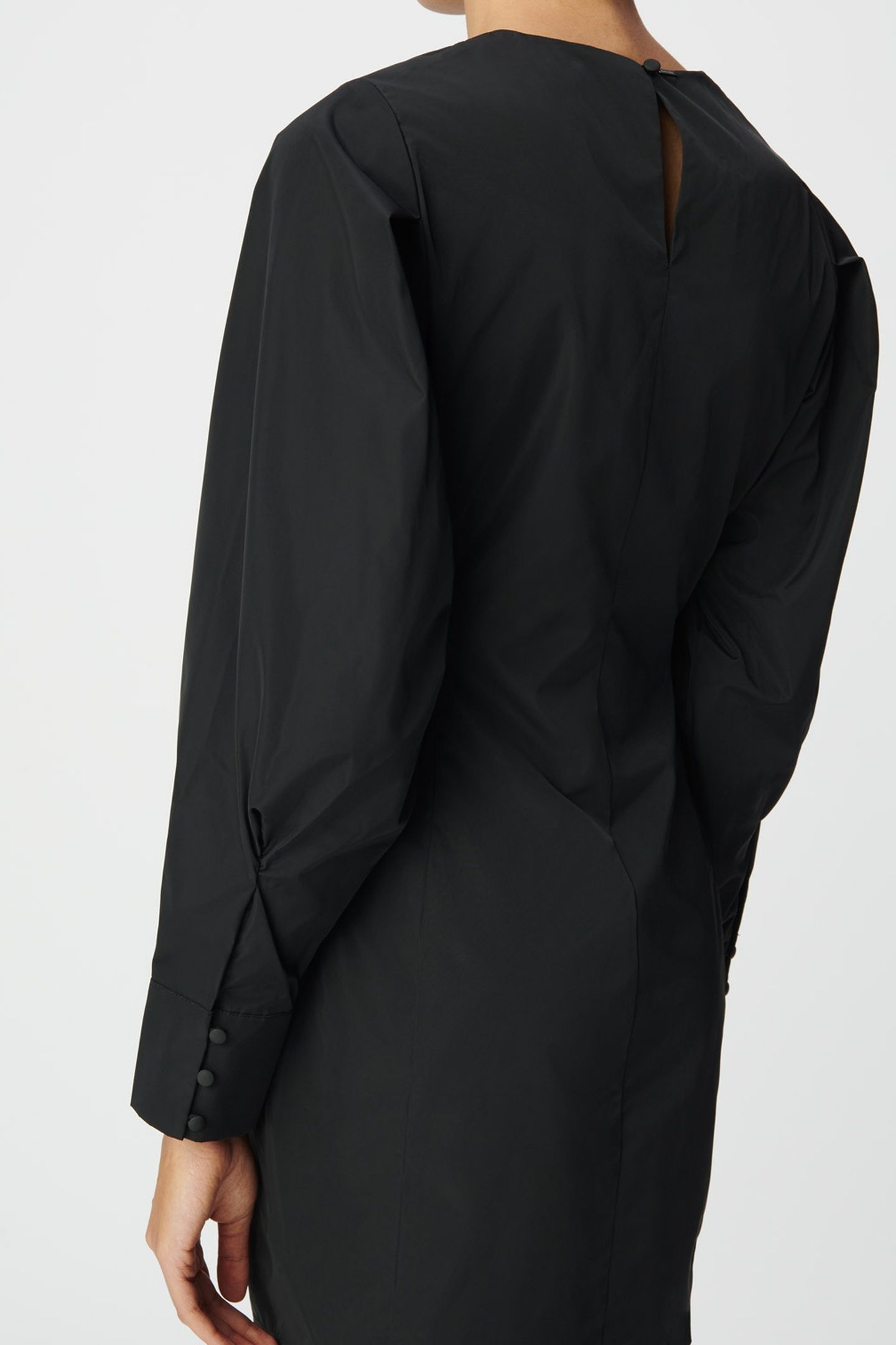 BLACK SATIN TAFFETA SHORT DRESS 4