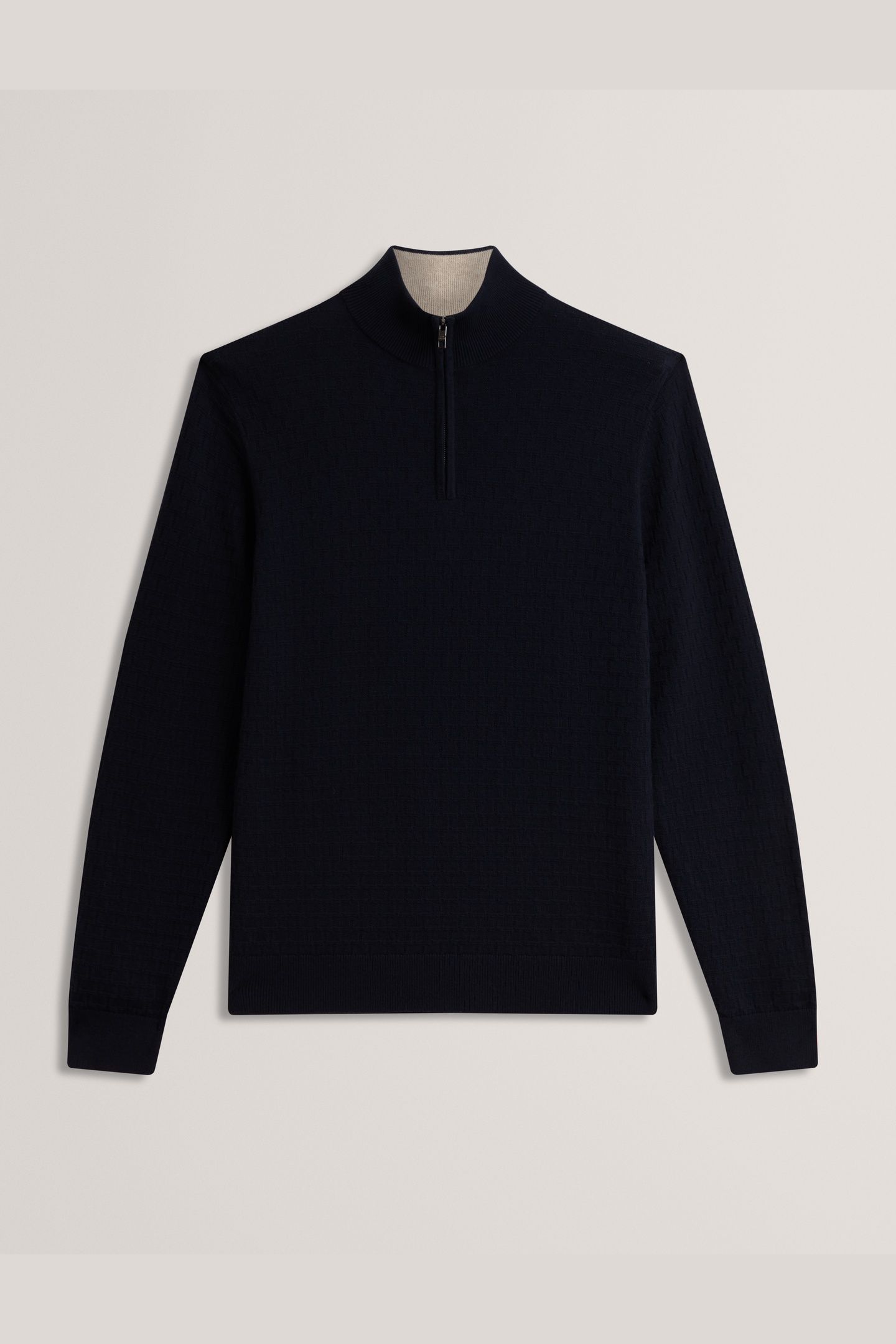 T STITCH HALF ZIP NAVY 2