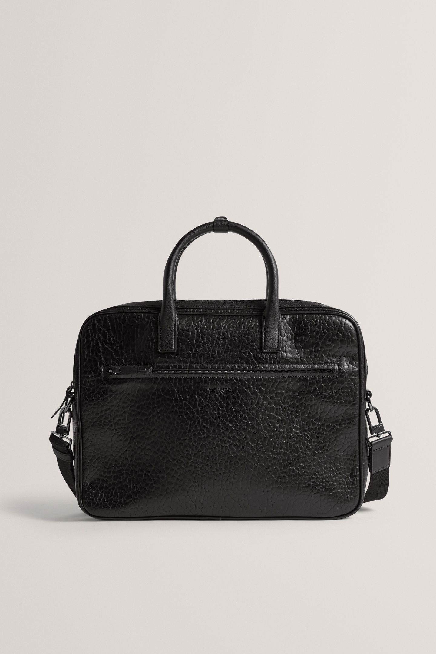 PEBBLED PU DOCUMENT BAG BLACK 1