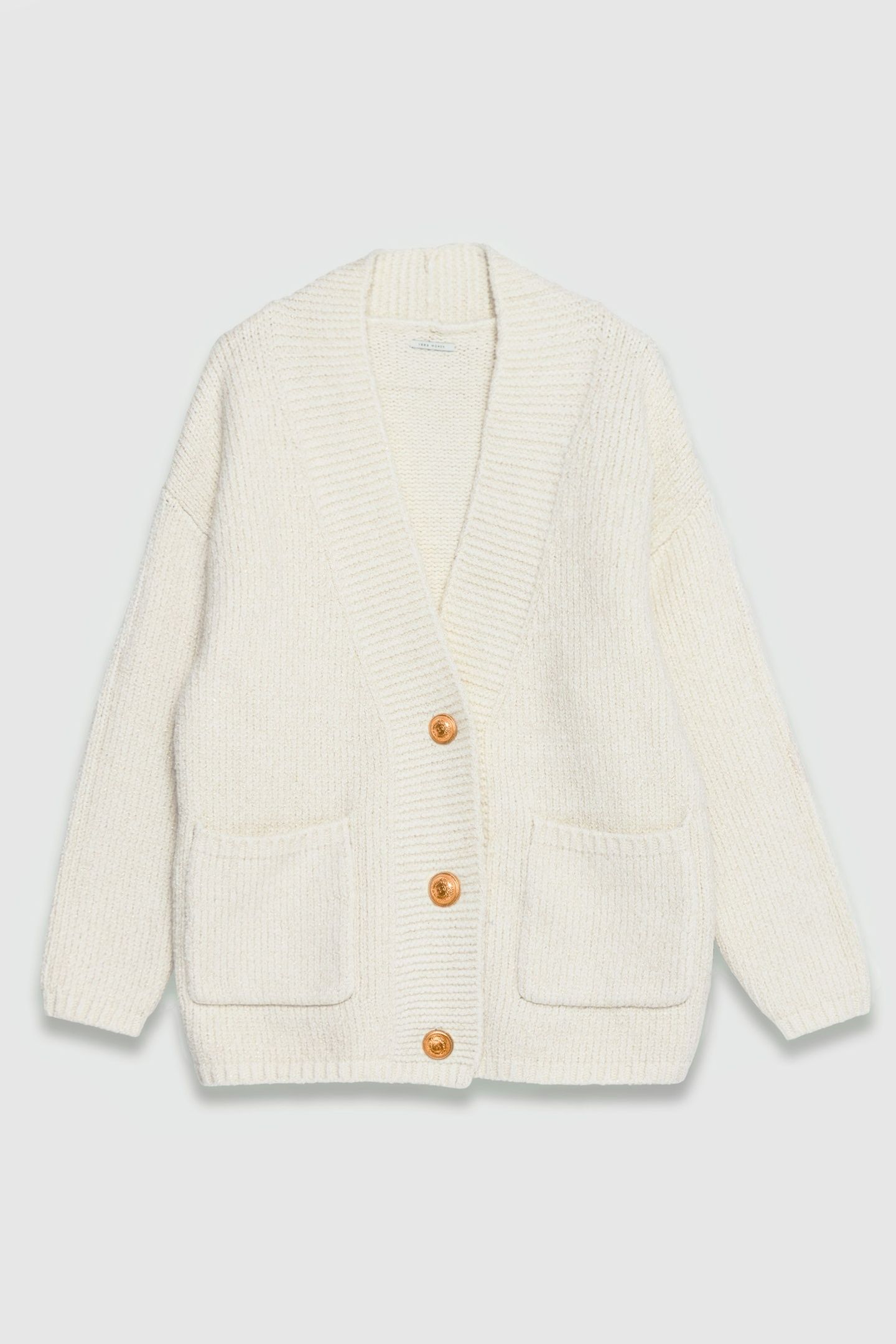 ECRU KNIT AND GOLD LUREX LOOSE CARDIGAN 4