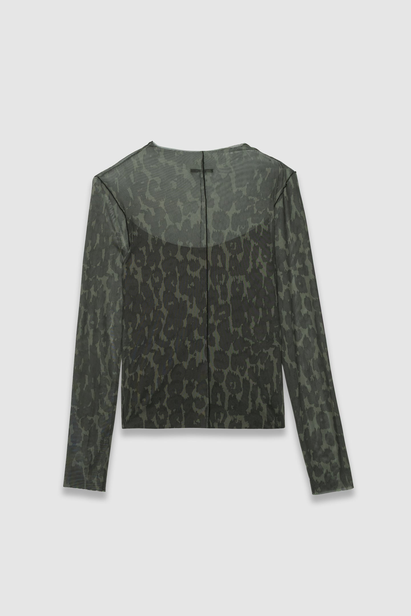 KHAKI MESH T-SHIRT WITH LEOPARD PRINT 4