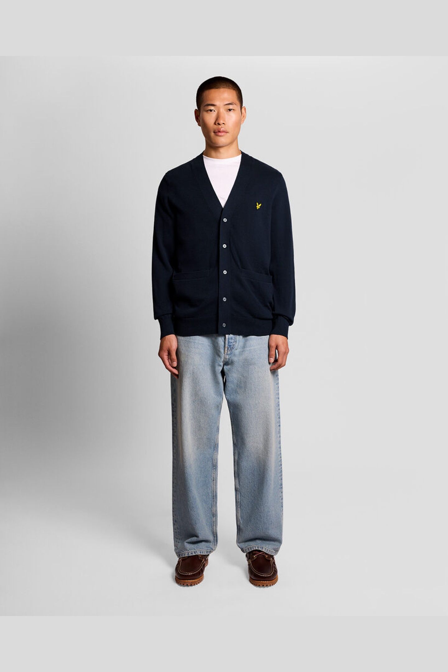COTTON V NECK CARDIGAN DARK NAVY 3