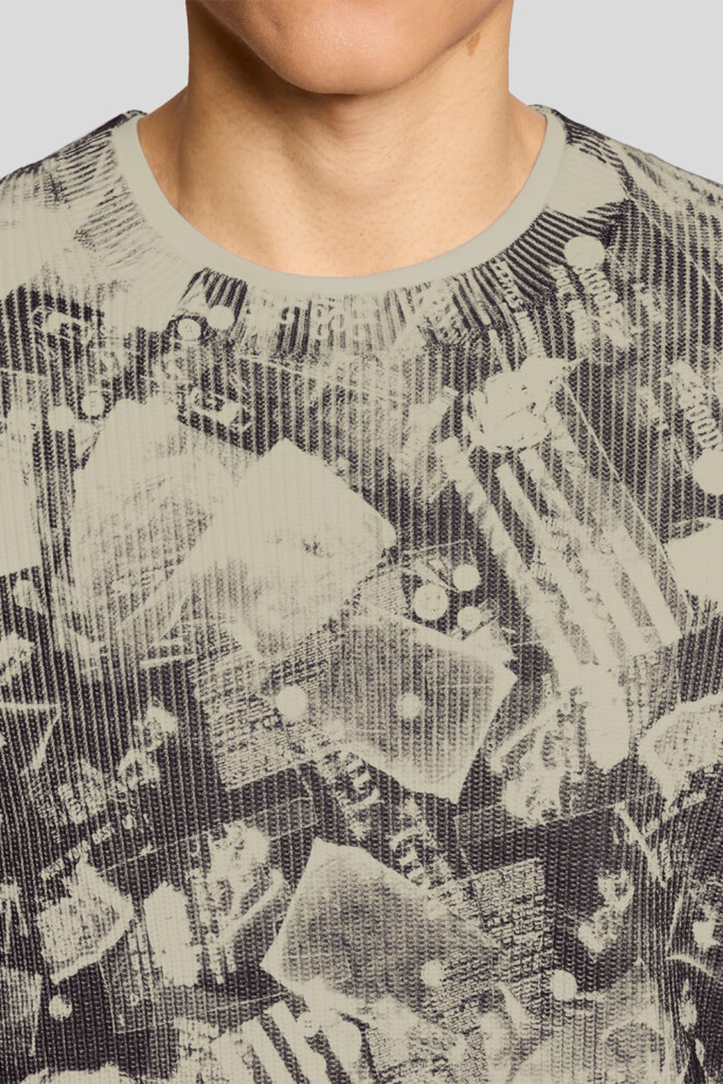 INDUSTRIAL PRINT CREW NECK JUMPER COLD GREY 5