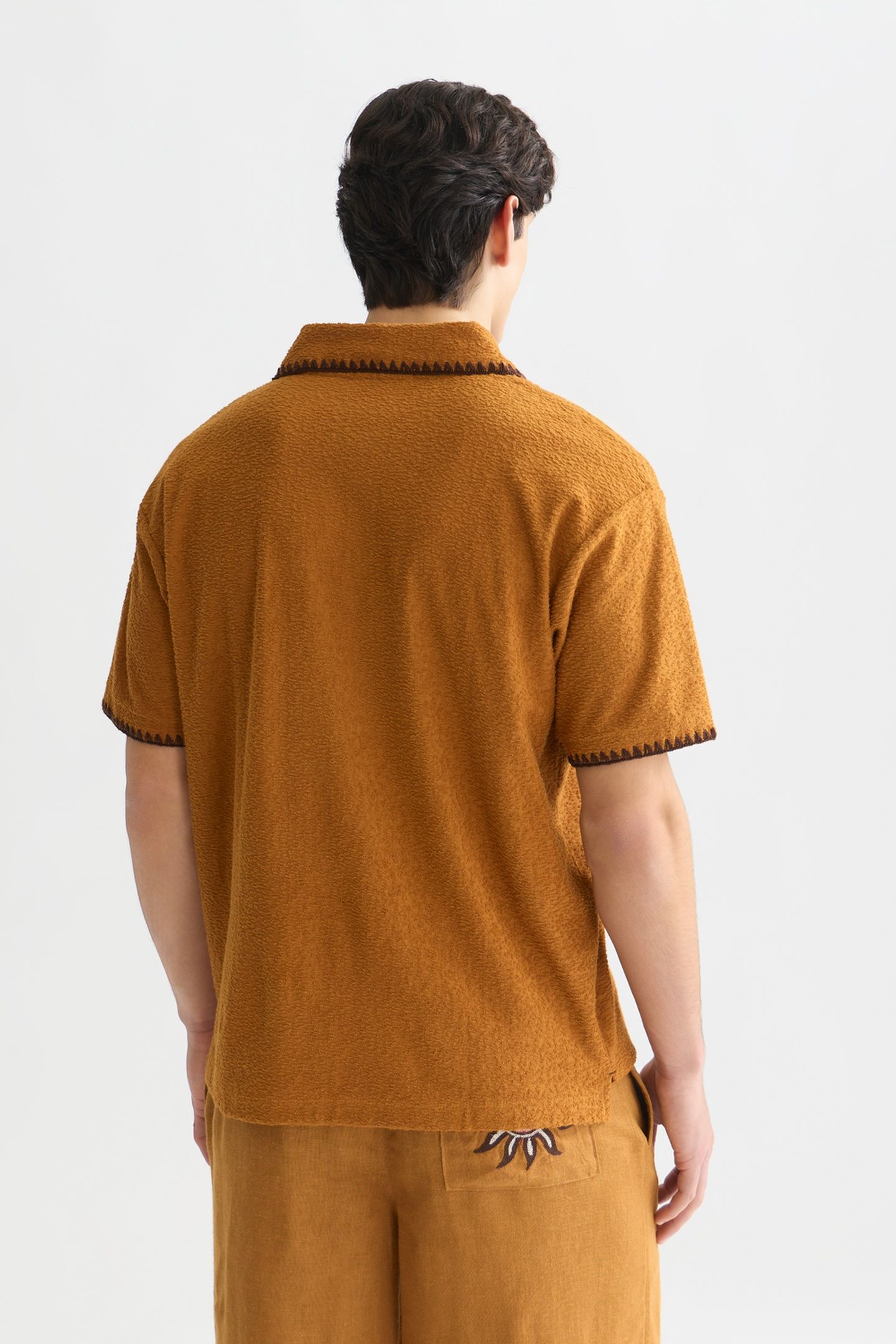 RELAXEDFIT JACQUARD TOWELLING POLO MEDIUM BROWN 2