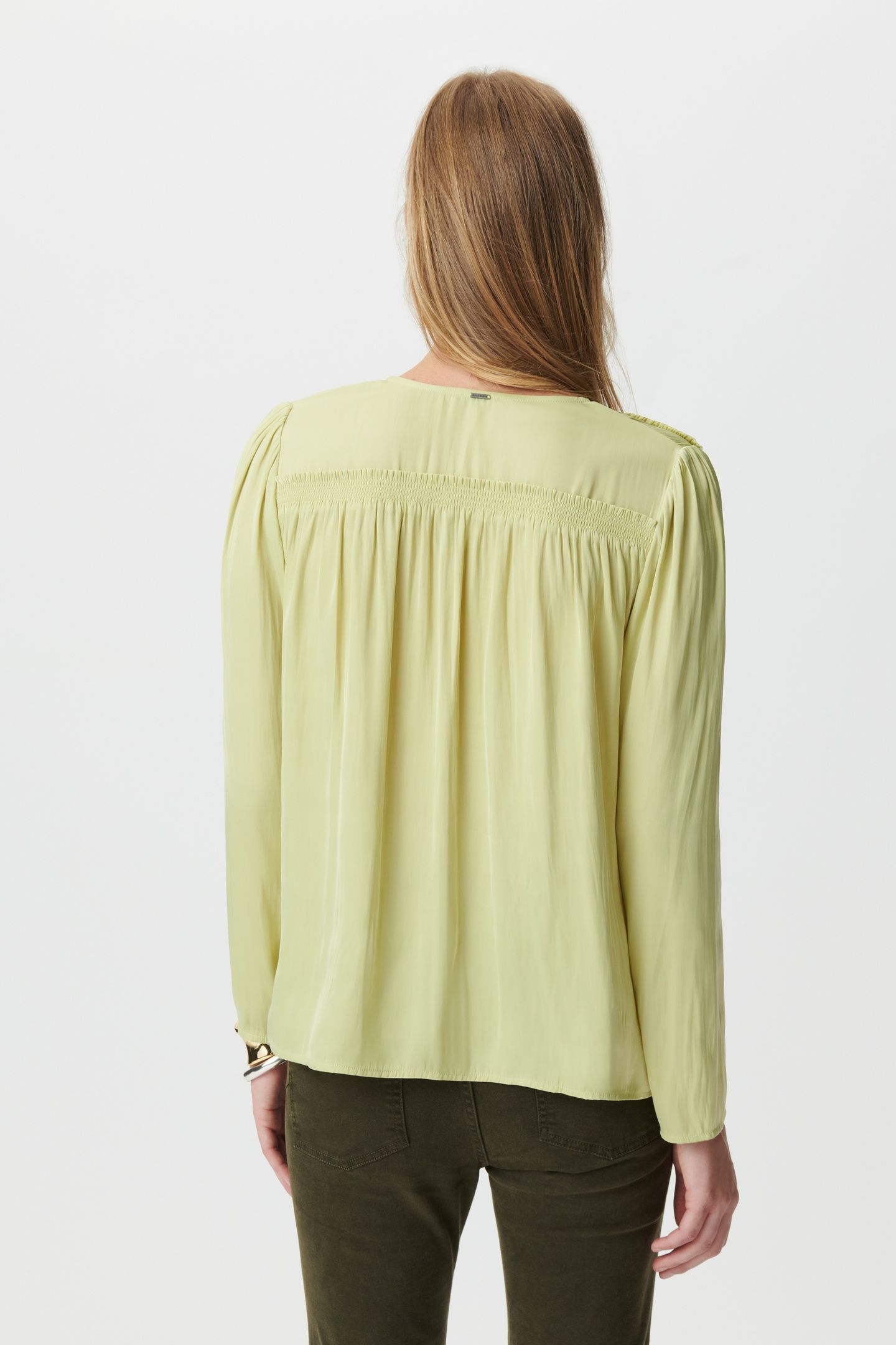 GREEN FLOWING BLOUSE WITH SMOCK DETAILS 2