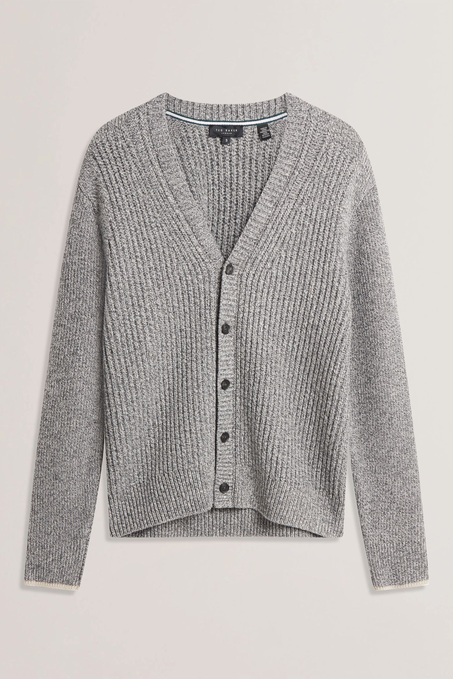 ALMAN RIBBED BUTTON CARDIGAN GREY 3