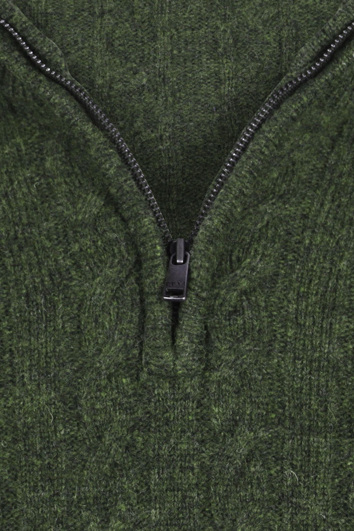 CABLE ZIP MOCK SWEATER DARK OLIVE 3