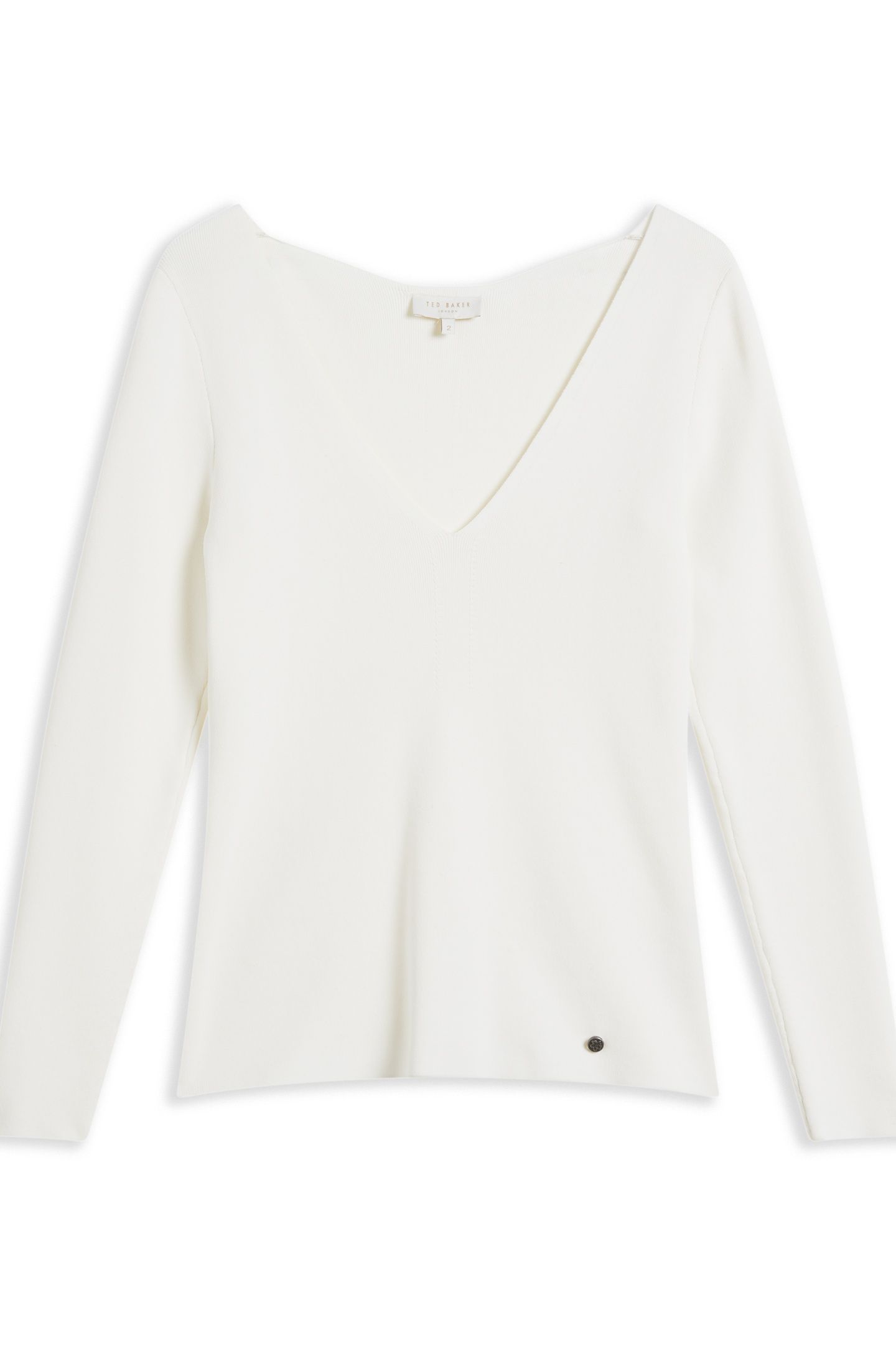 CILESTE V NECK SLIM FIT KNIT TOP IVORY 3