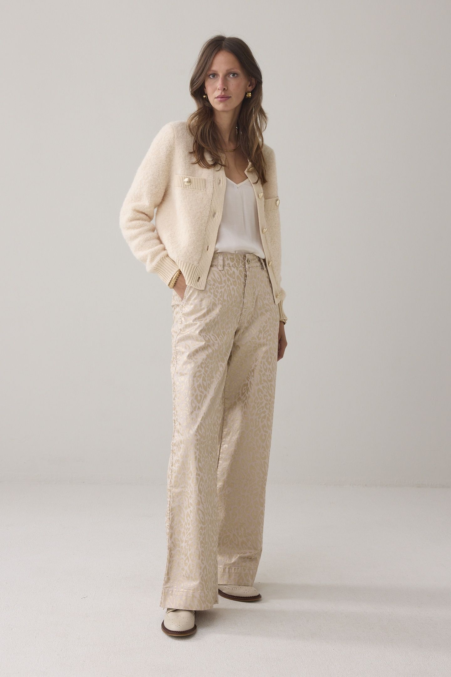 PALAZZO LEOPARD STRETCH TWILL WHITES 1