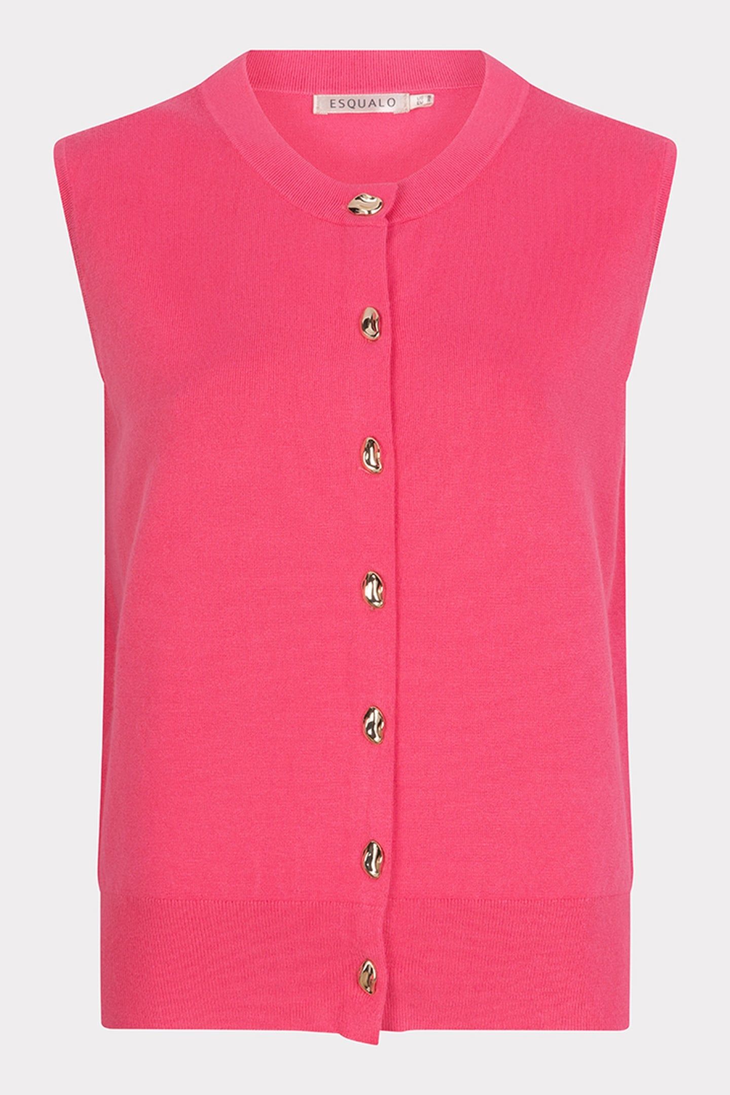 GILET BUTTONS BASIC KNIT FRAMBOISE 4