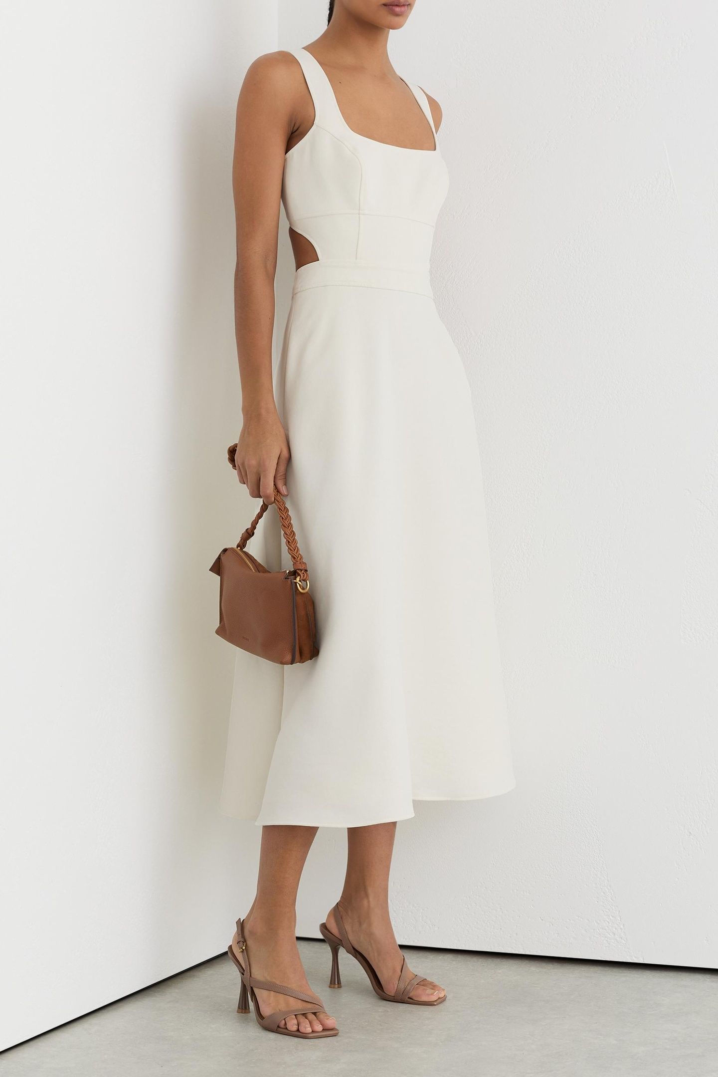 WAISTED MIDI DRESS IVORY 1
