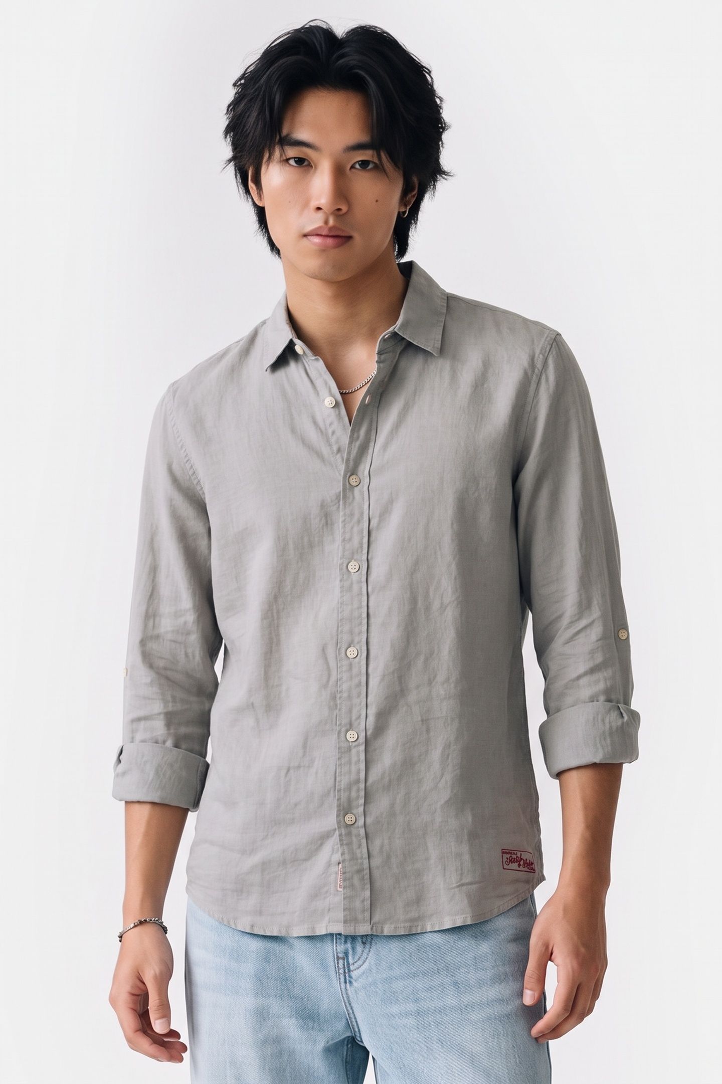 SEASONAL CORE LINEN REGULARFIT SHIRT MEDIUM GREY 1