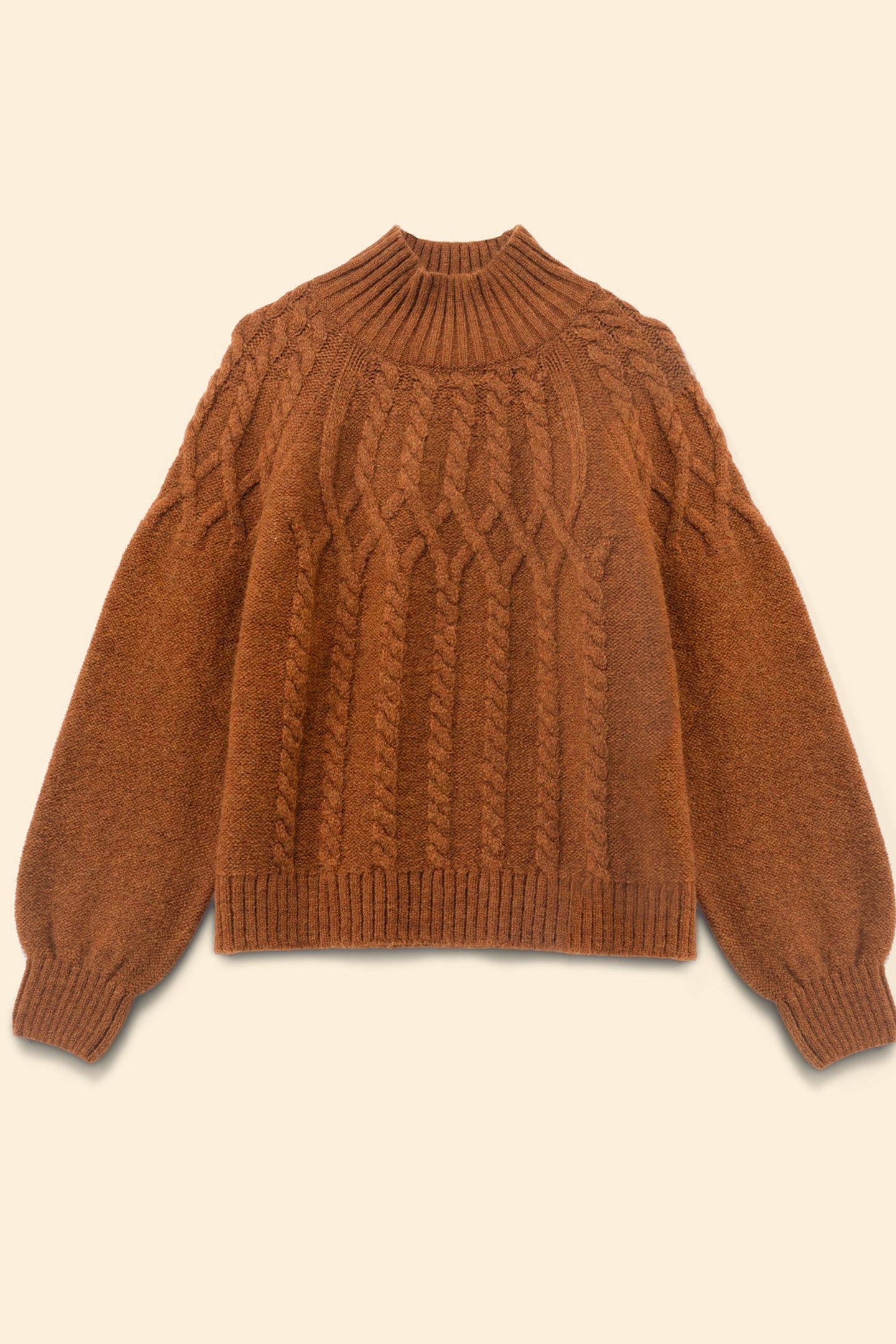 CAMEL CABLE KNIT SWEATER 3