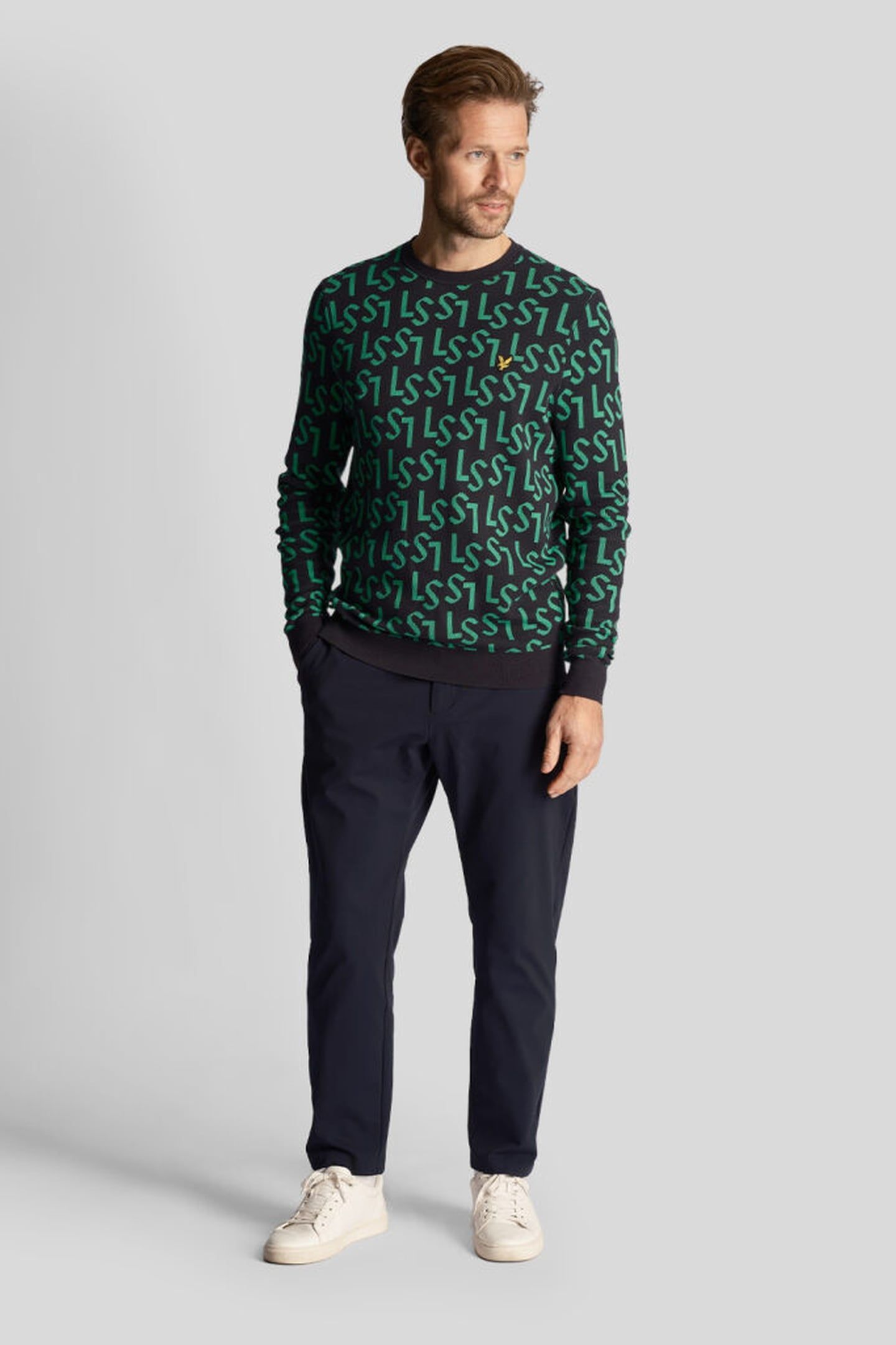MONOGRAM KNITTED CREW NECK DARK NAVY 3