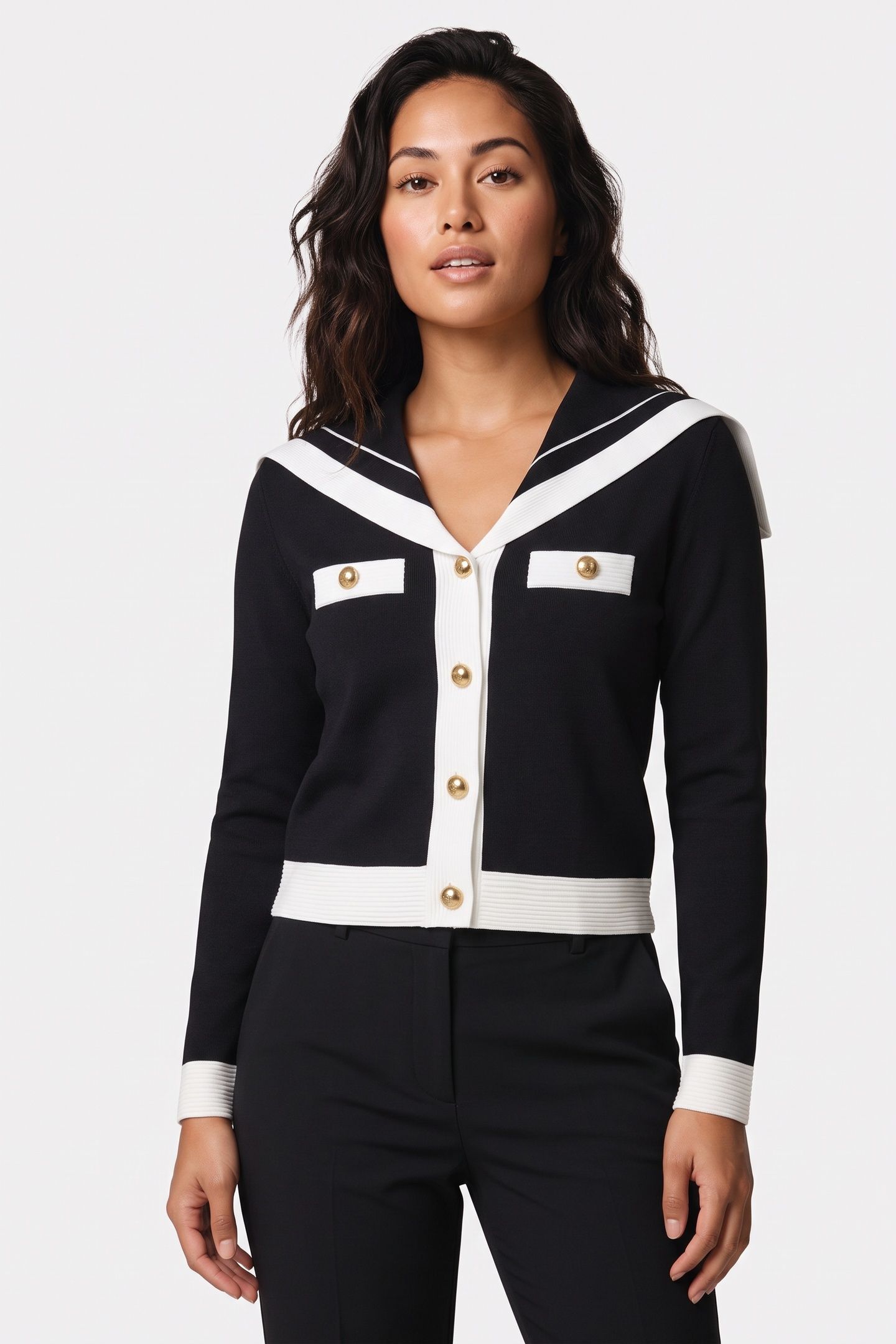 NAUTICAL KNIT CARDIGAN BLACK/WHITE 3