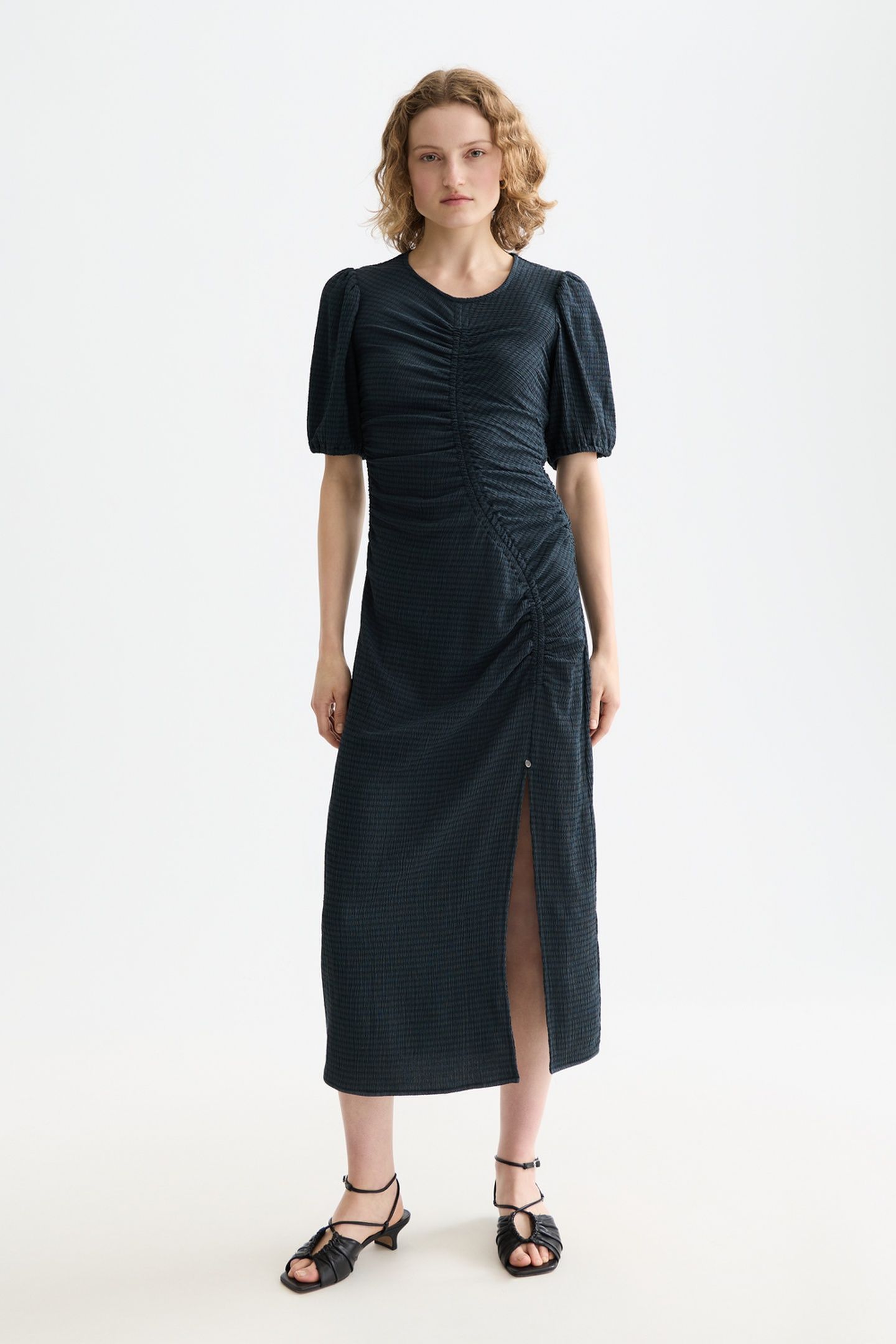 OPEN STRUCTURED JERSEY MIDI DRESS CARBON 1