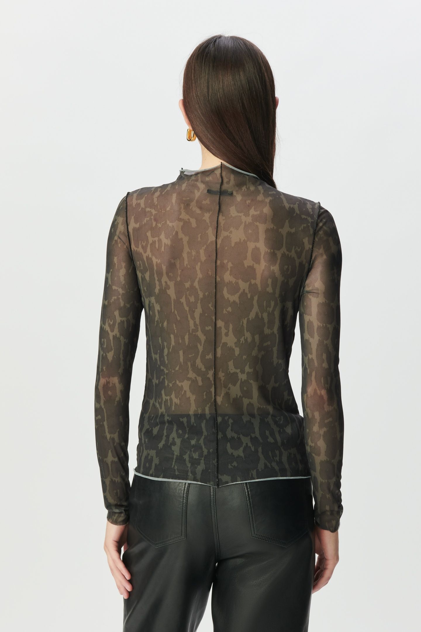 KHAKI MESH T-SHIRT WITH LEOPARD PRINT 2
