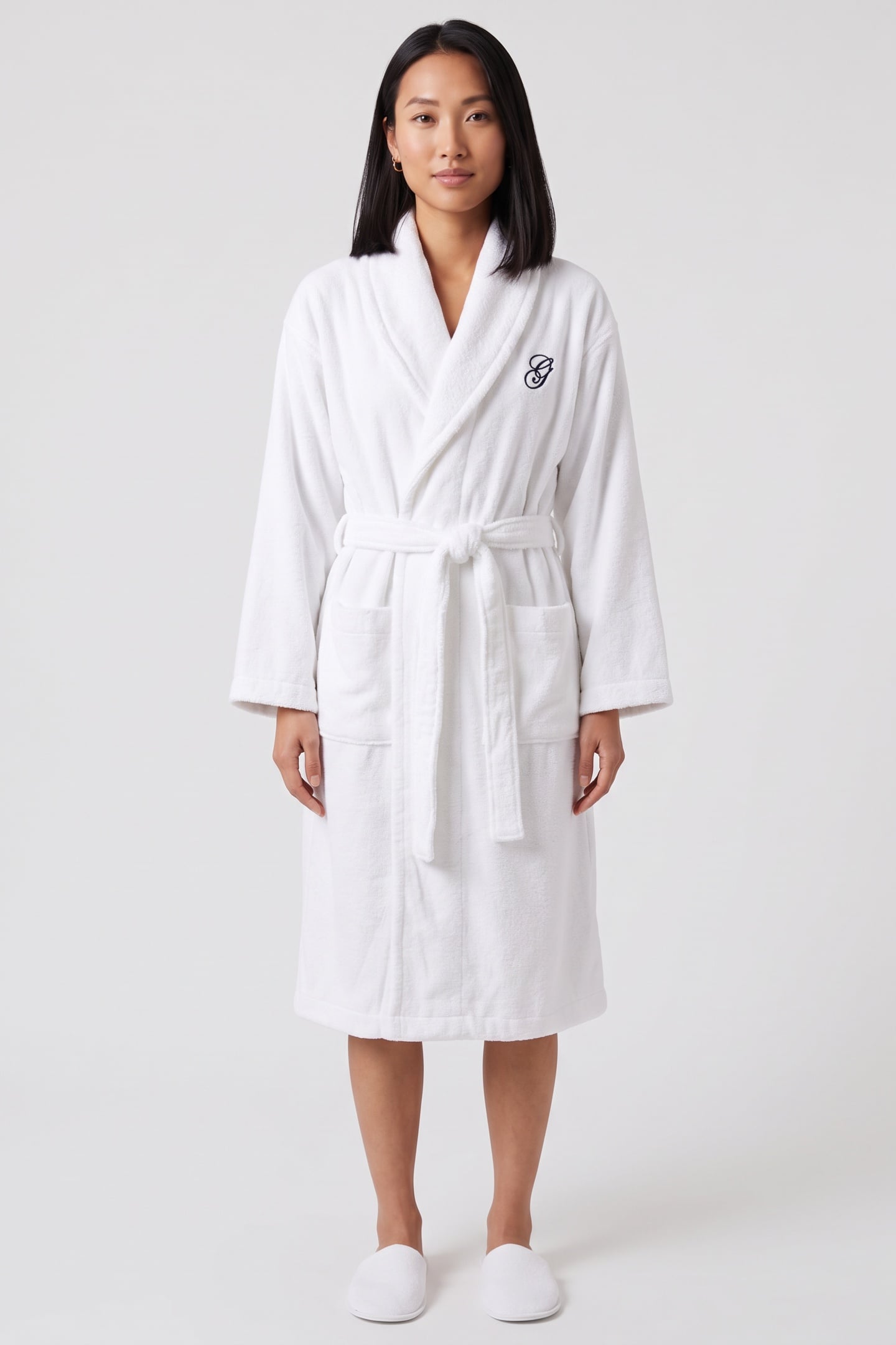 UNISEX EMBROIDERY ROBE WHITE 2