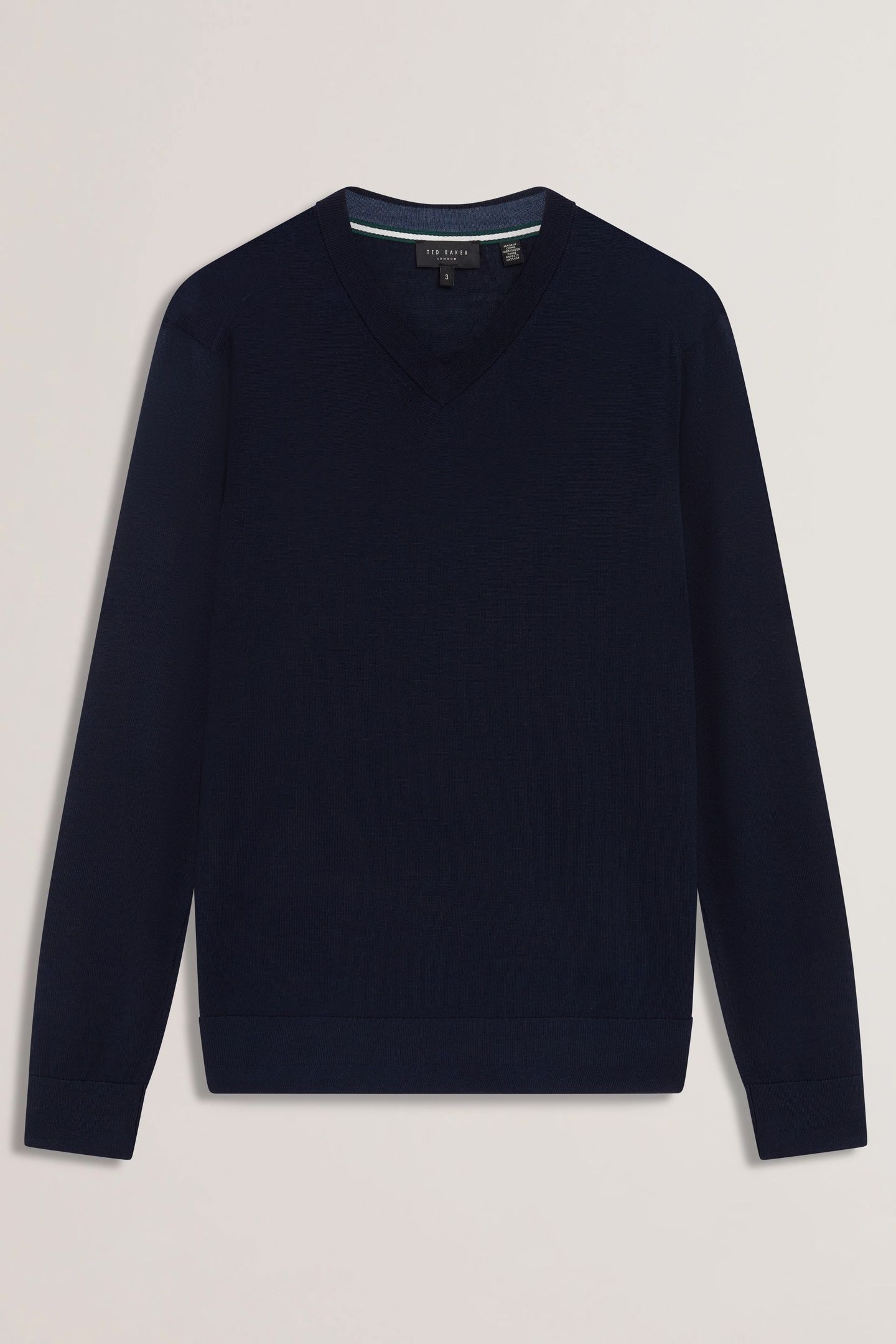 LAMBEH LS MERINO CORE V NECK NAVY 4