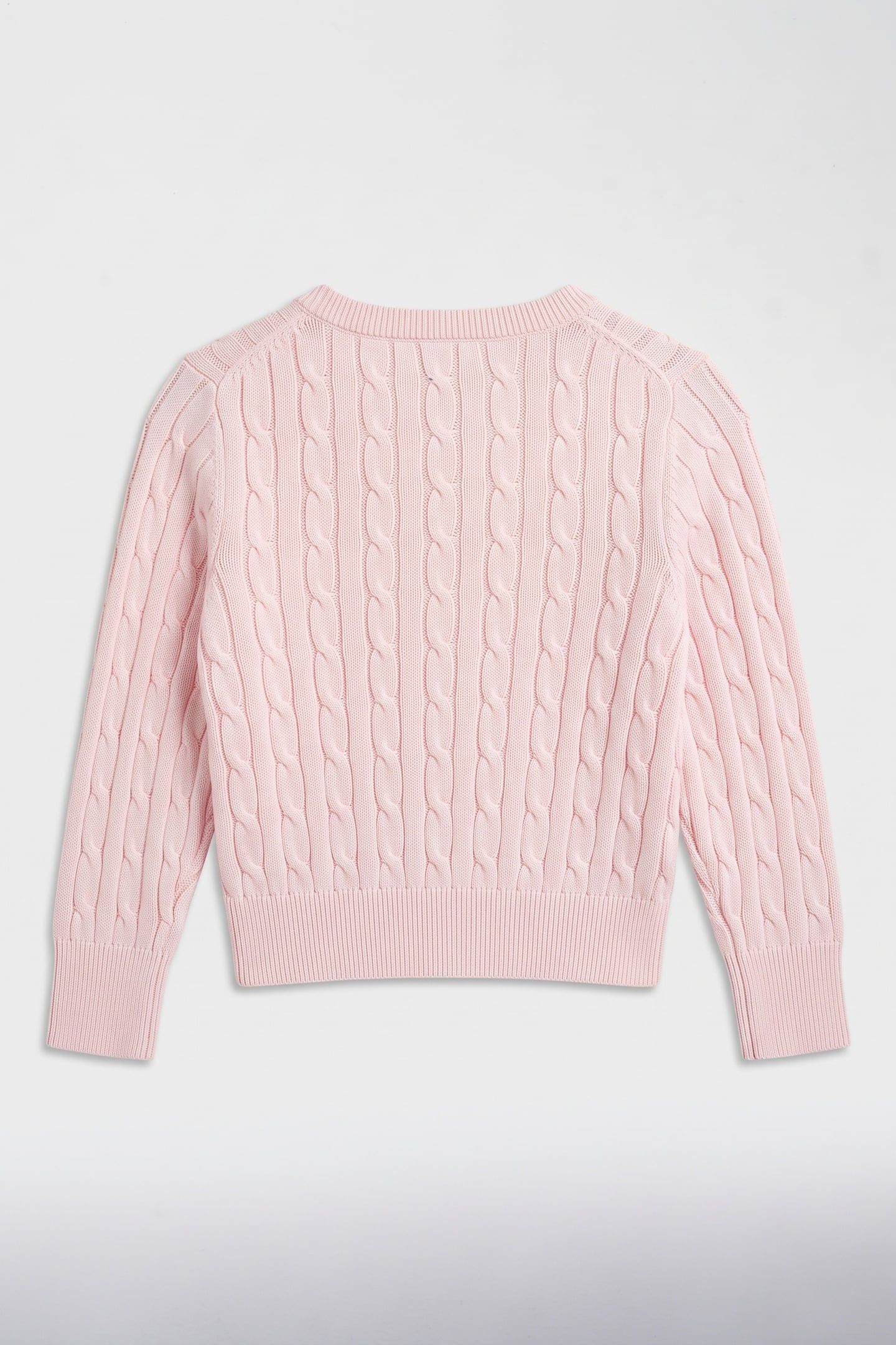 KIDS GIRLS SHIELD CABLE KNIT CARDIGAN LIGHT PINK 3