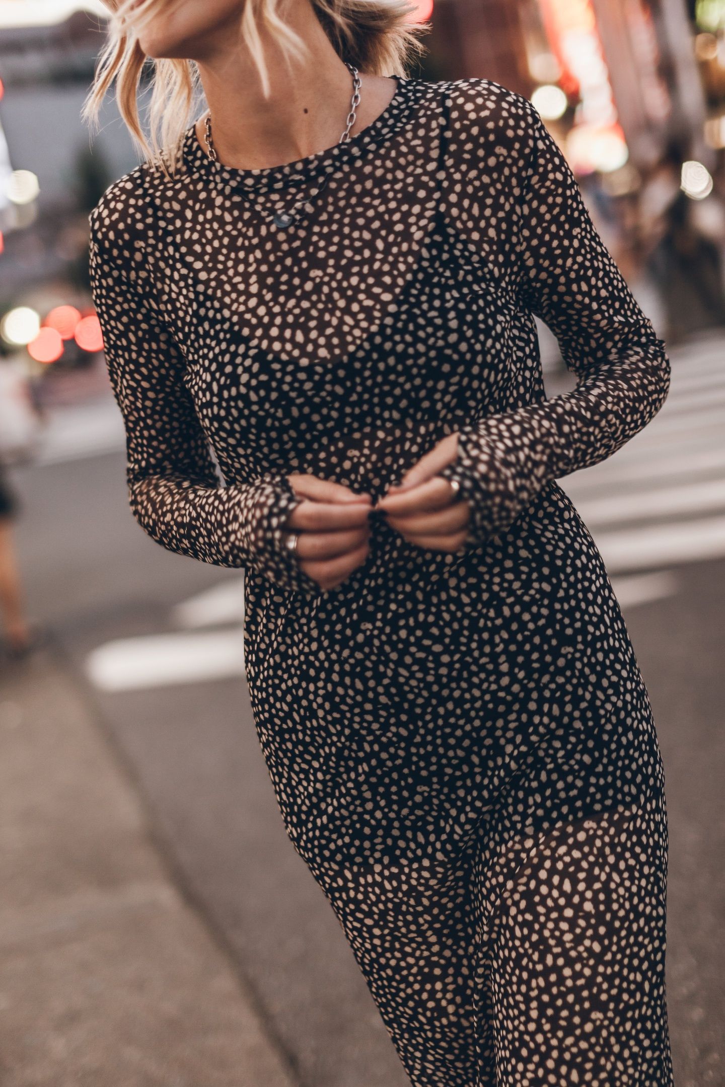 THE DOTTED MESH LONGSLEEVE DRESS 2