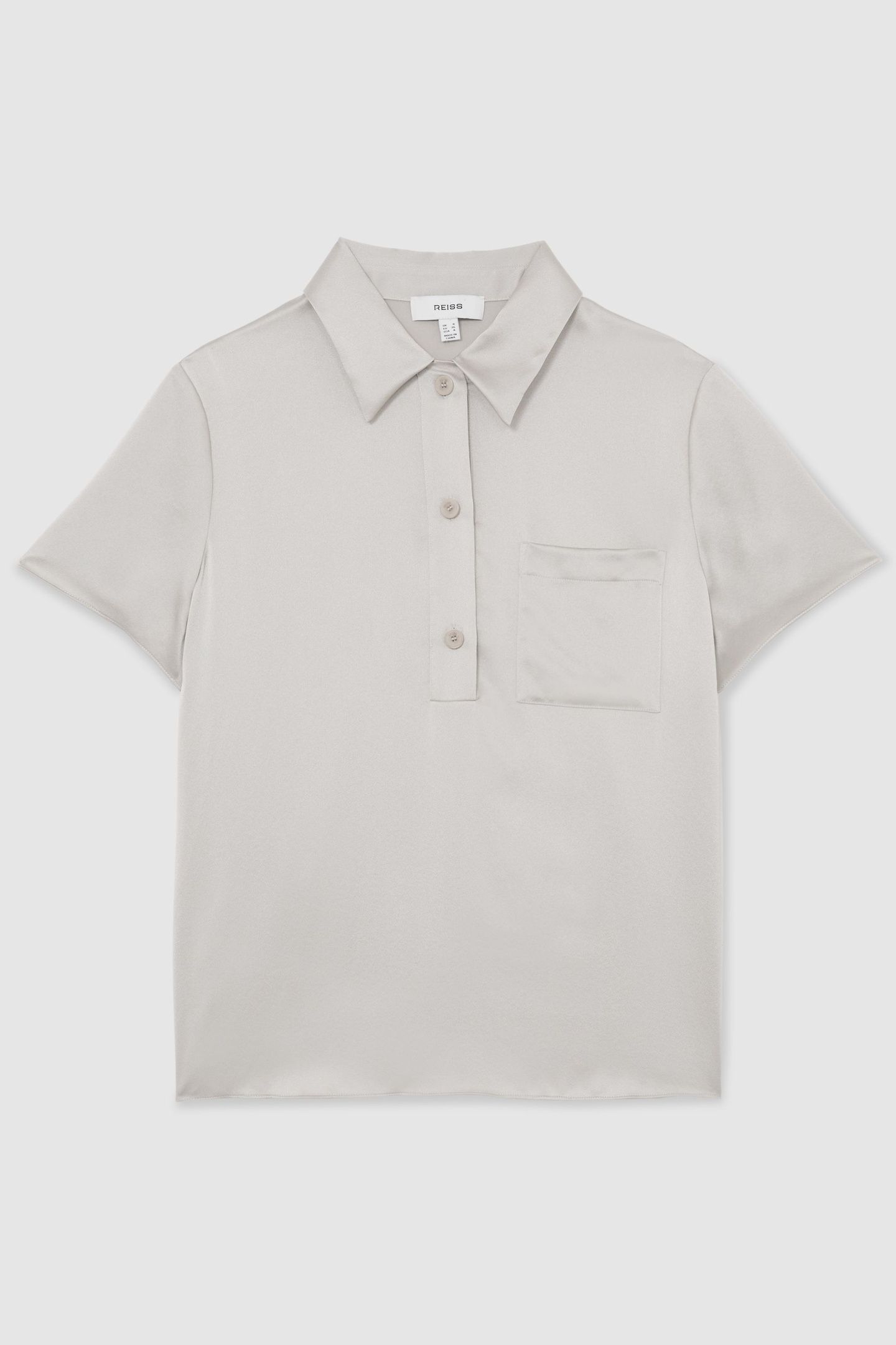 POCKET DETAIL SILK T-SHIRT LIGHT GREY 4