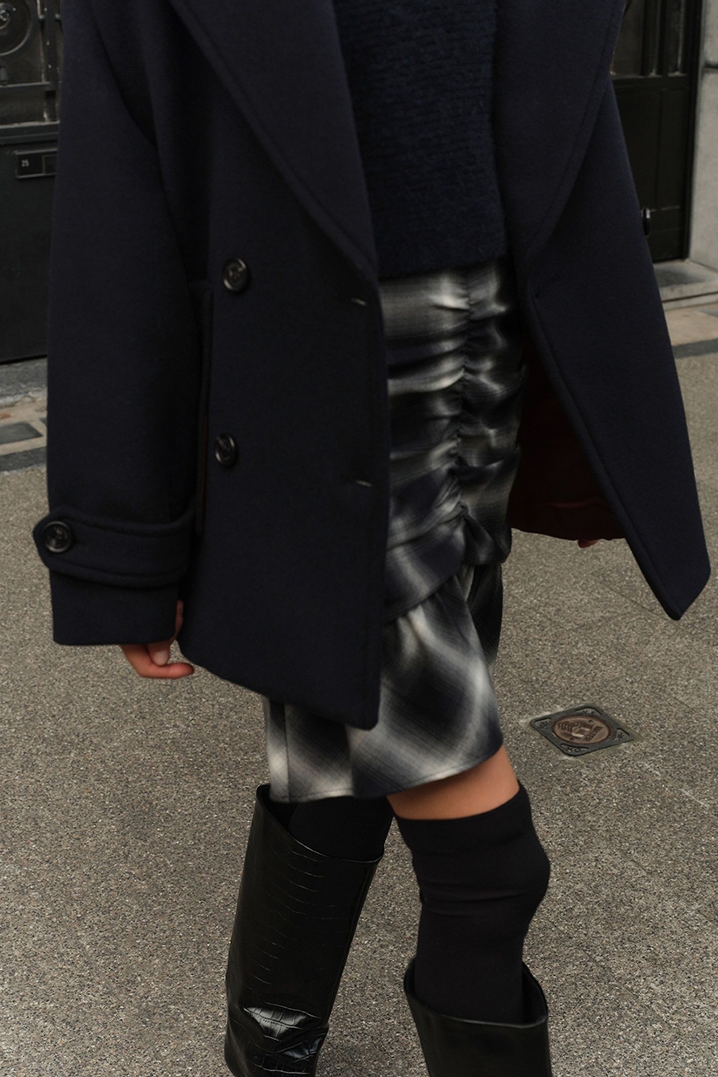 KRISSY CHECK SKIRT NOCTURNAL BLUE 6