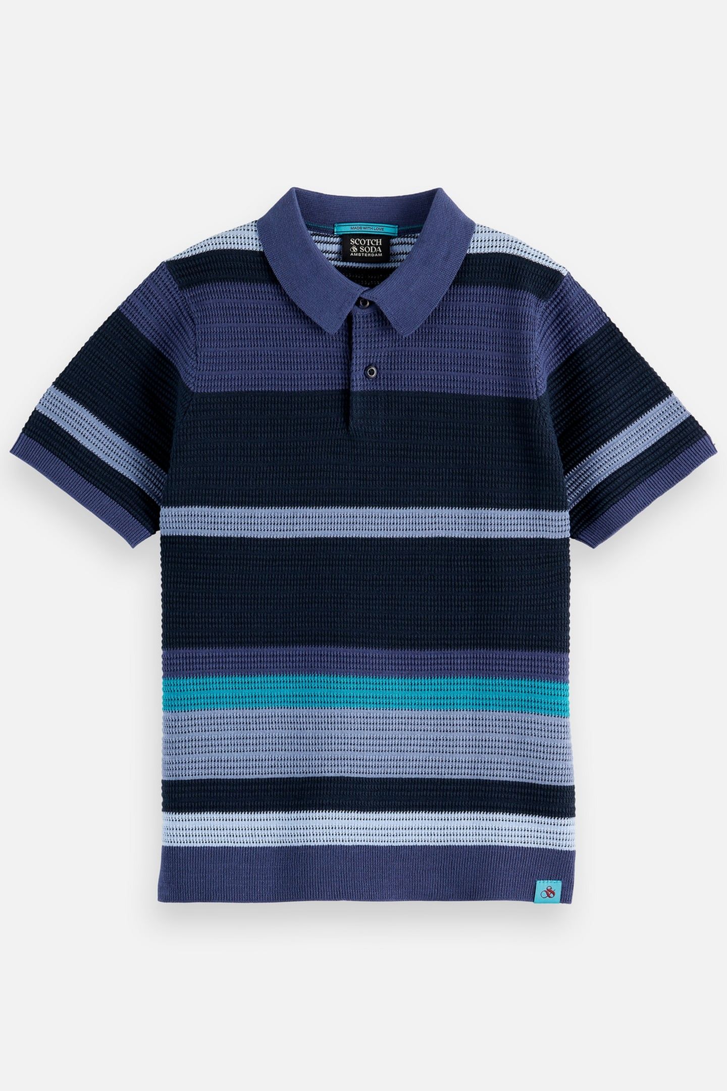 BOYS STRUCTURED KNITTED STRIPED POLO NAVY 5