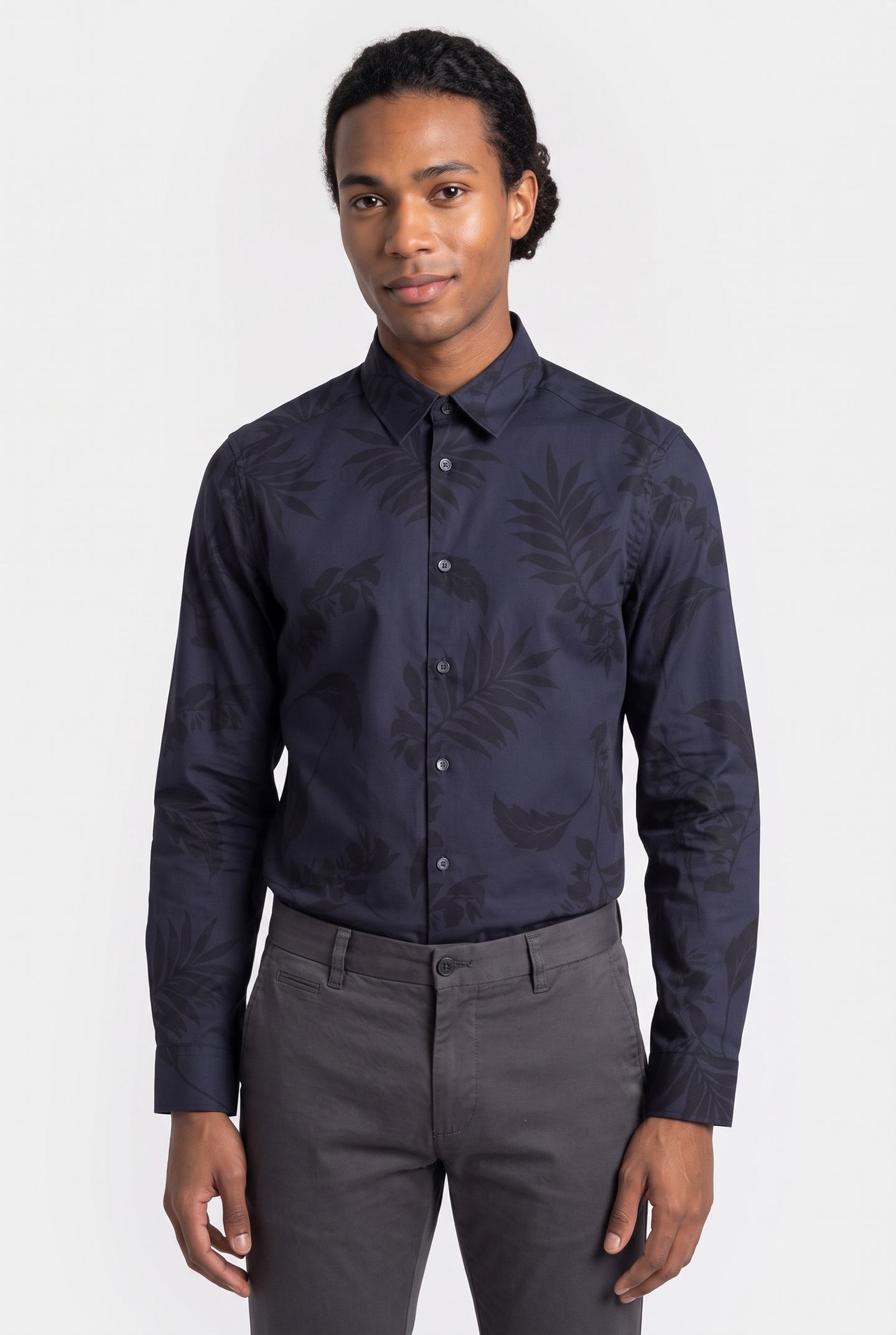 BARRIT LS REGULAR FLORAL PRINT SHIRT NAVY 1