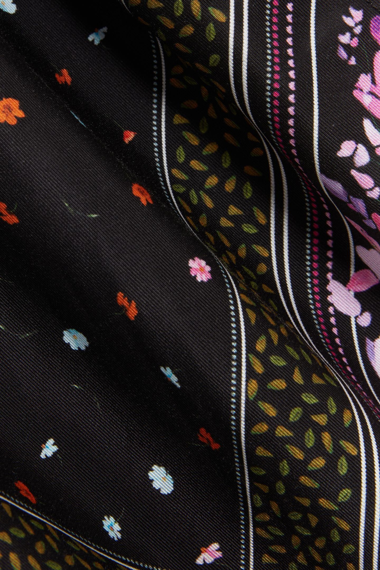 FLORAL BLOOM LONG SILK SCARF BLACK 3