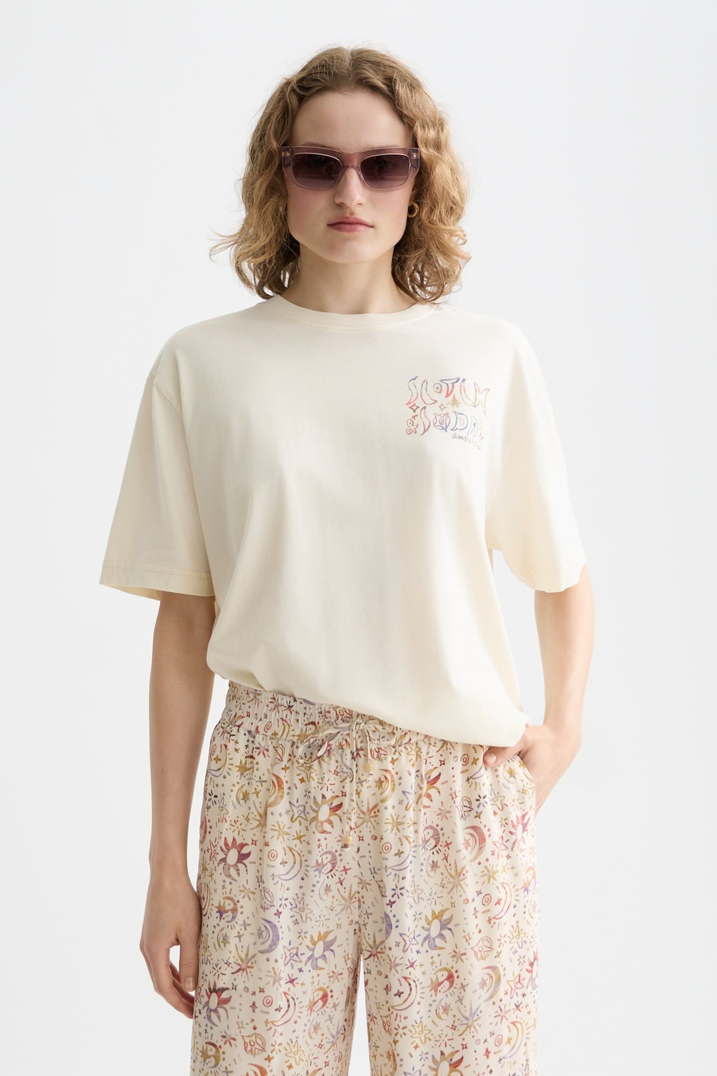 WASHED ARTWORK LOOSE T-SHIRT EGGNOG 1