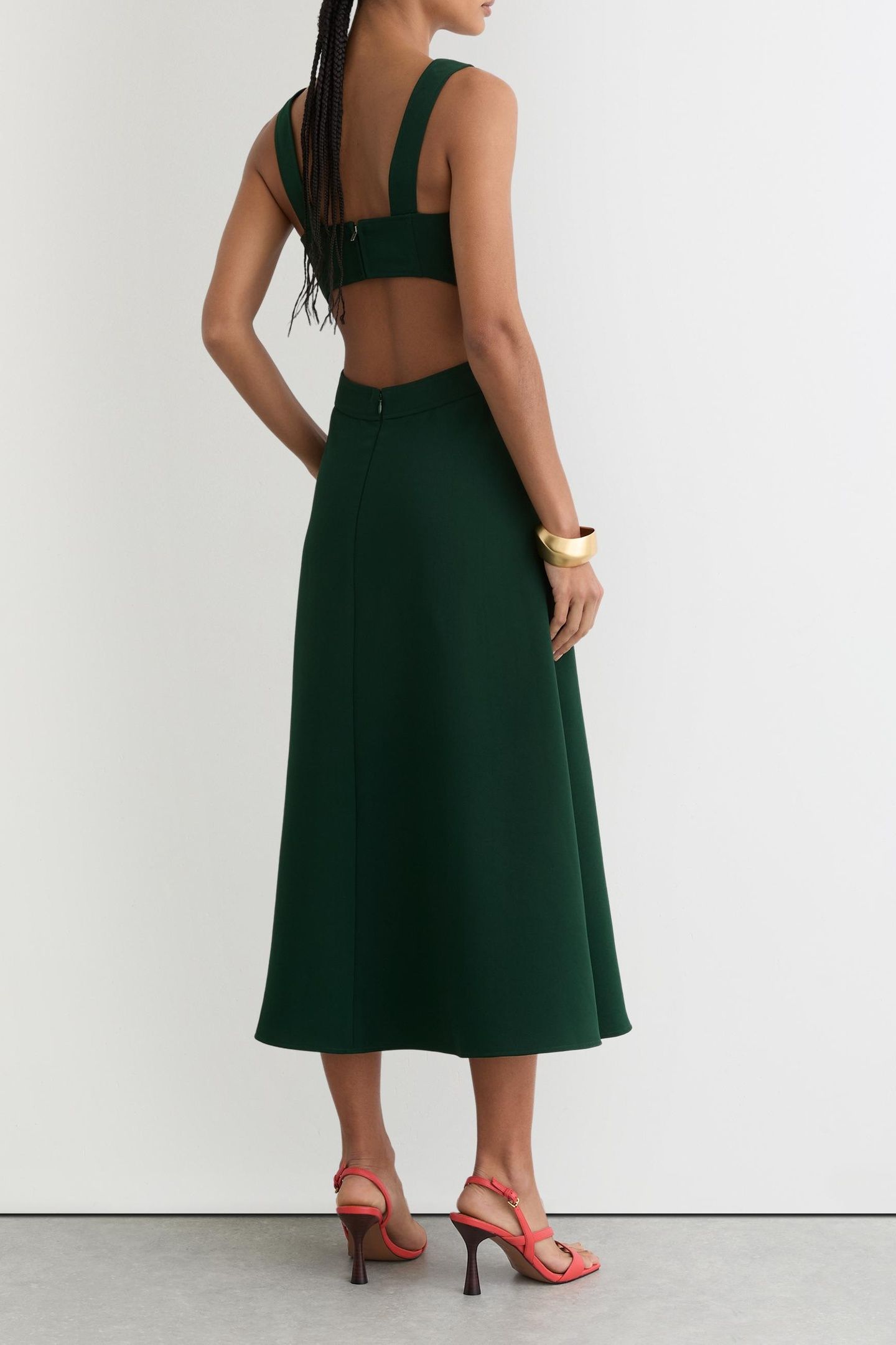 WAISTED MIDI DRESS GREEN 2