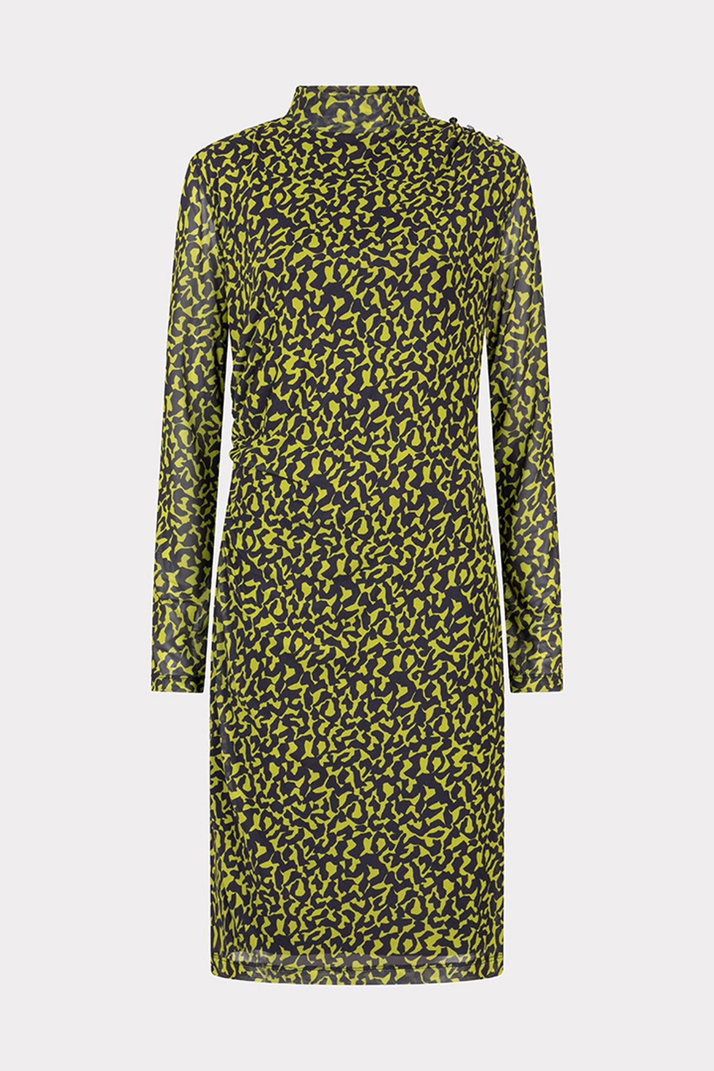 DRESS GATHERING LITTLE CITY MESH PRINT 5